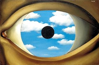The False Mirror by Rene Magritte Canvas Art Surrealism Framed Painting René Magritte Wall Art Wall Decor for Home Office Bedroom Reeady to Hang