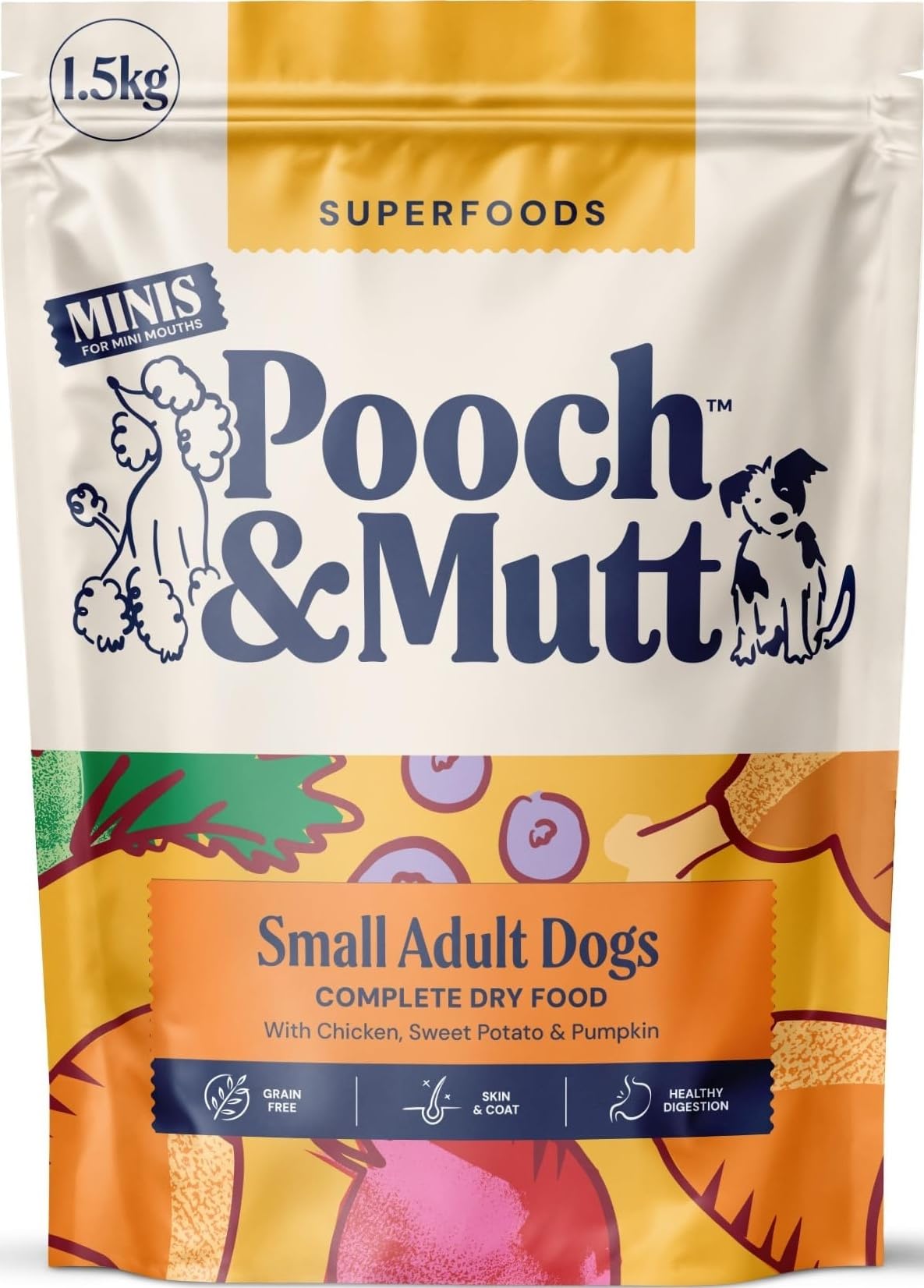 Pooch & Mutt - Adult Minis Superfood Complete Dry Dog Food, Chicken, 1.5kg