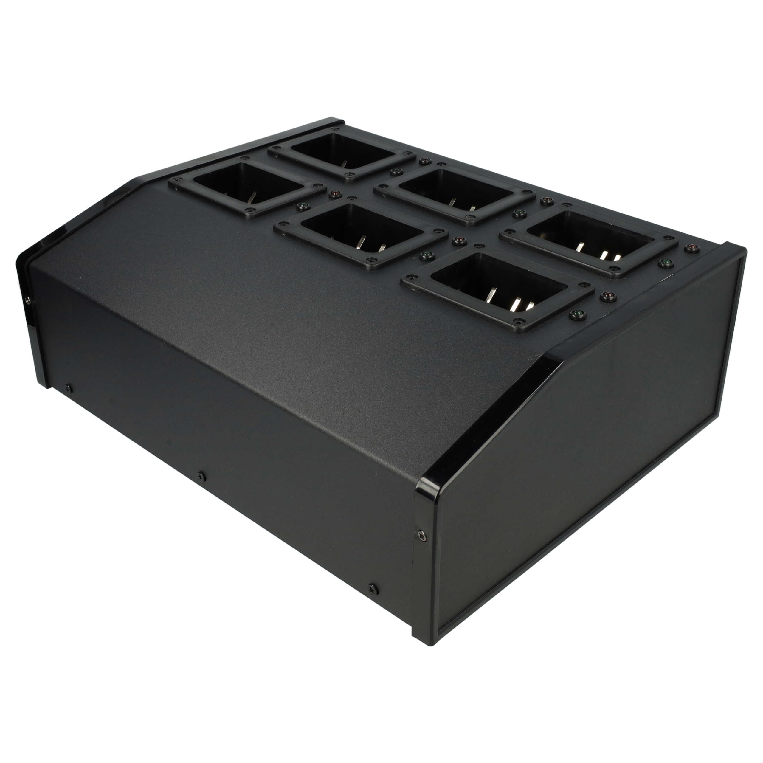 vhbw Cargador 6 Compartimentos Compatible con Kenwood KNB-57, KNB-56N, KNB-57L baterías de Radio - Estación de Carga + Cable Corriente, 12 V, 6 A