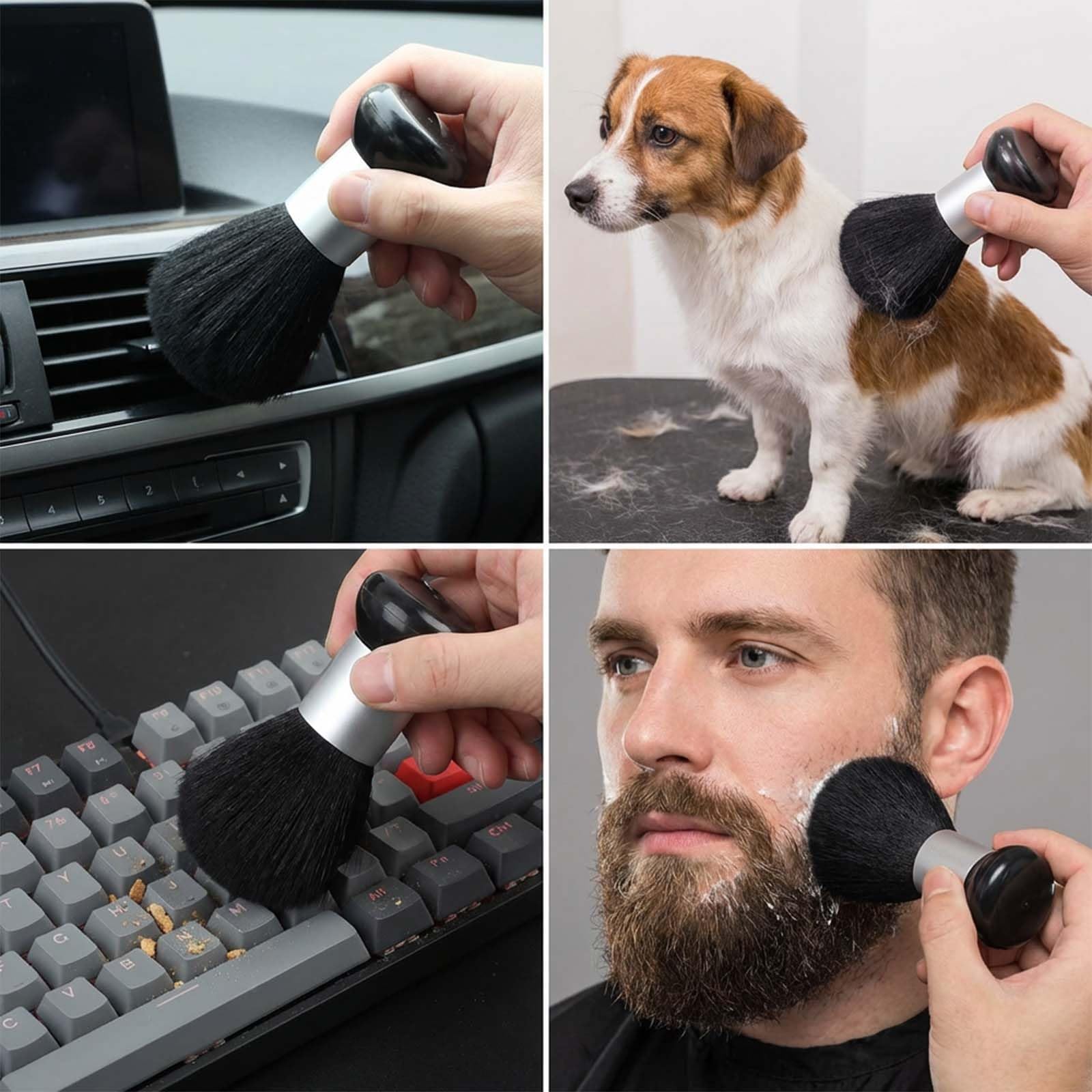 2 Pezzi Spazzola Collo Parrucchiere, Spazzola Capelli Professionale Pennello Collo Barbiere, Spazzola Morbida Alta Densità Per Taglio Capelli Rasatura Pulizia Salone Nero