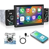 Single Din Car Radio Player Carplay Car Stereo Radio 5'' Touch Screen Support Apple Carplay Android Auto Mirror Link Universal Car Multimedia Player with Bluetooth FM TF/USB Rear View Camera
