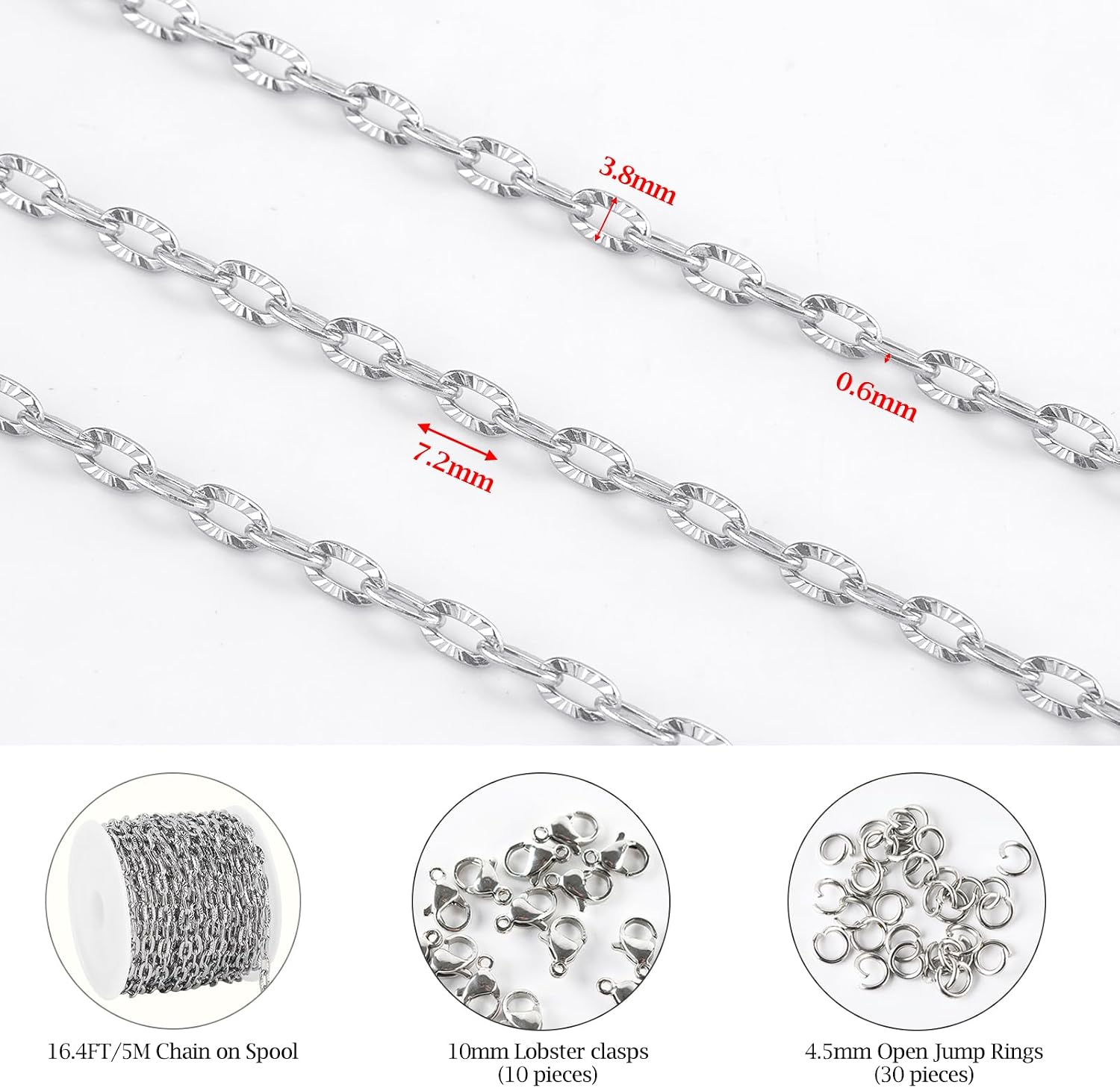 KYUNHOO 16.4 Feet Stainless Steel Jewelry Making Chains Bulk for Crafting image 2