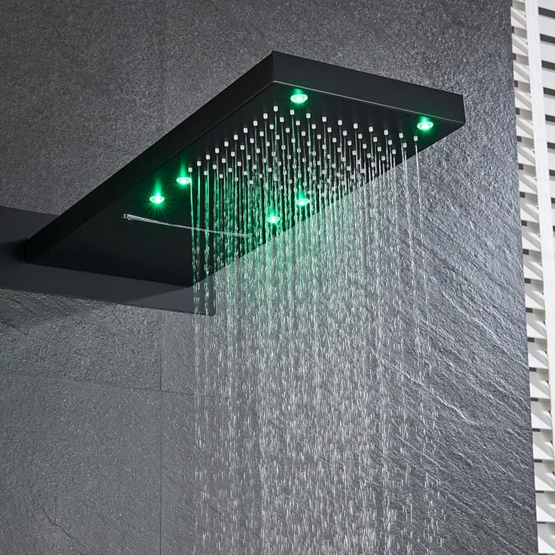 Mat de douche noir mat et colonne de douche luxe pour salle de bain