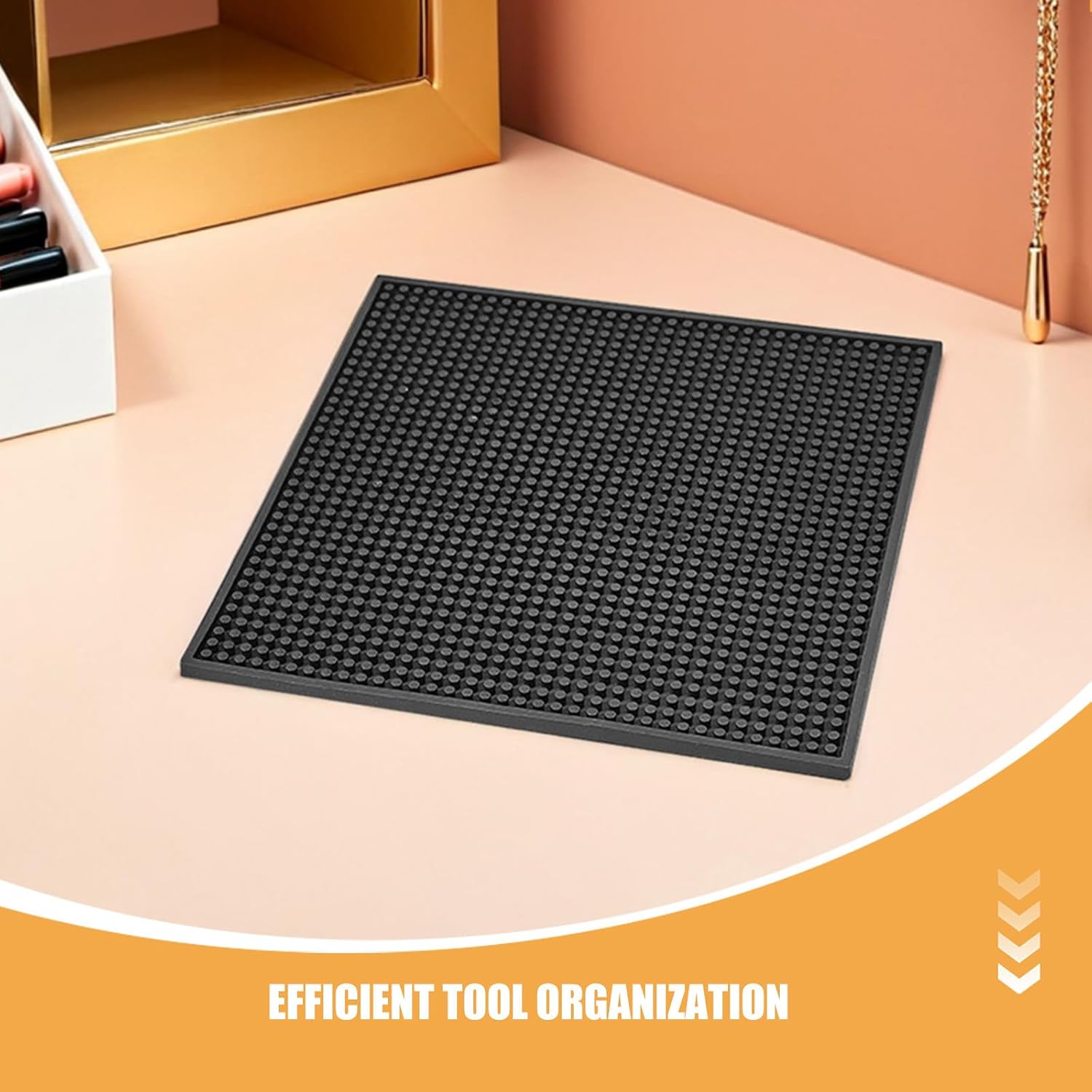 Cabilock Non-Slip Clipper Storage Mat for Scissors and Tools, PVC Soft Vinyl Salon Tool Mat with Shock Absorption, for Professional Salon and Home Barbershop Use, 11.8x11.8in Black