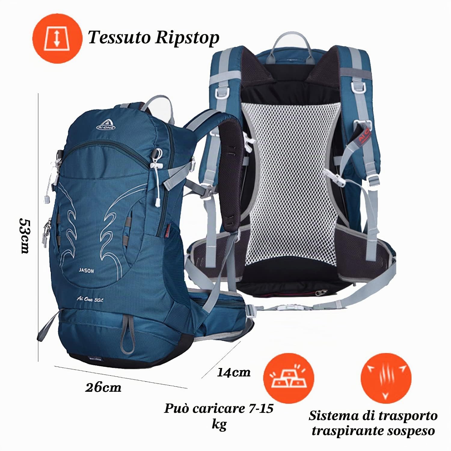 Zaino da alpinismo 30L Zaino da campeggio multifunzionale impermeabile ultraleggero Zaino per sport all'aria aperta Zaino da alpinismo