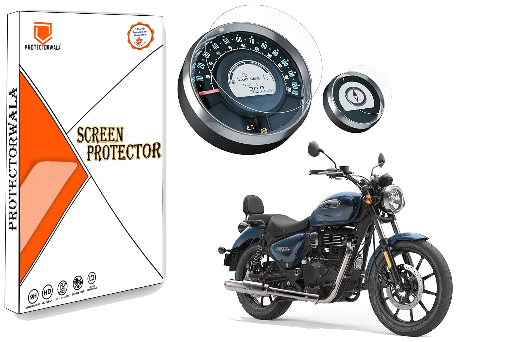 Protectorwala Screen Guard for Meteor 350 / Scram 411 / Hunter 350 / Speedometer Screen Protector for Touch Display Gps Music Infotainment System Flexible 9h+ Protector Anti Shock Edge to Edge Fitting-image-43
