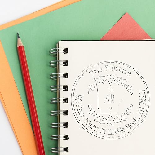 Miniatura 61 de Round State Love - Sello de dirección de devolución para Texas, uso con almohadilla de sello, mango de madera, sello de dirección de Texas