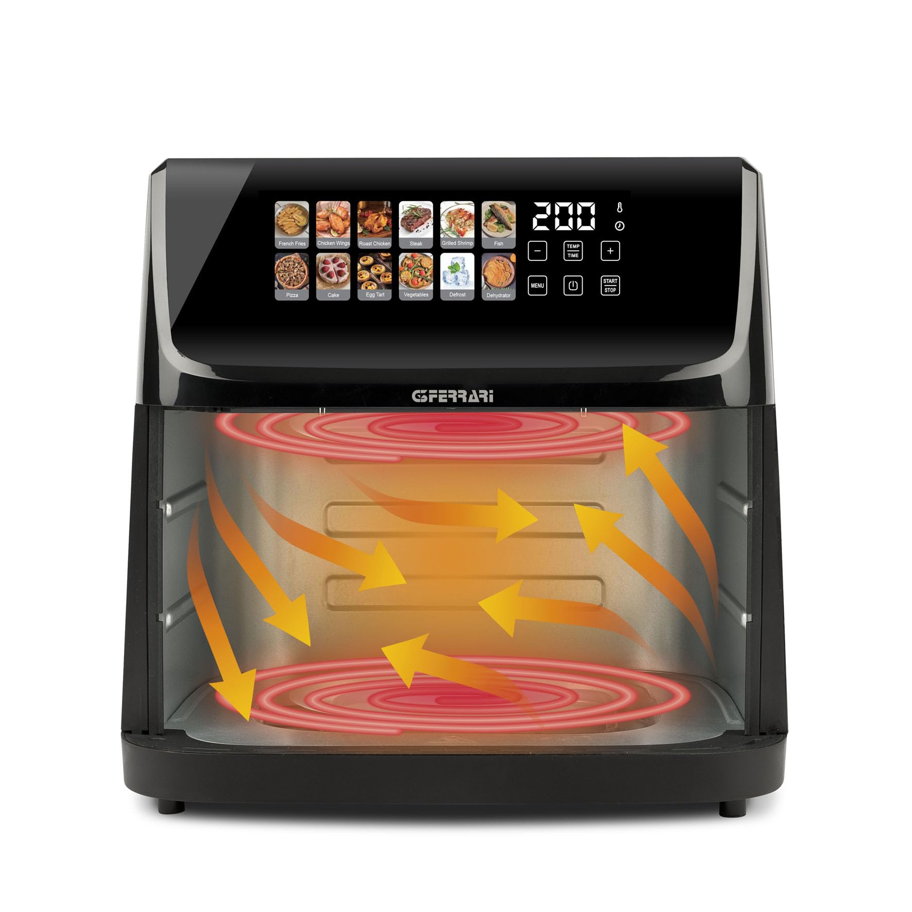 G3 Ferrari G10222 Friggitrice ad Aria "Friggisano 10 e Lode", 2300W, 10Litri, Doppia Resistenza, Display a Colori, 12 Programmi, Luce Interna, Incluso Ricettario