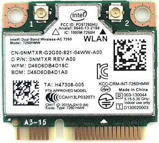 Intel 7260.HMW Dual Band Wireless-AC 7260 Network Adapter PCI Express Half Mini Card 802.11 b/a/g/n/ac