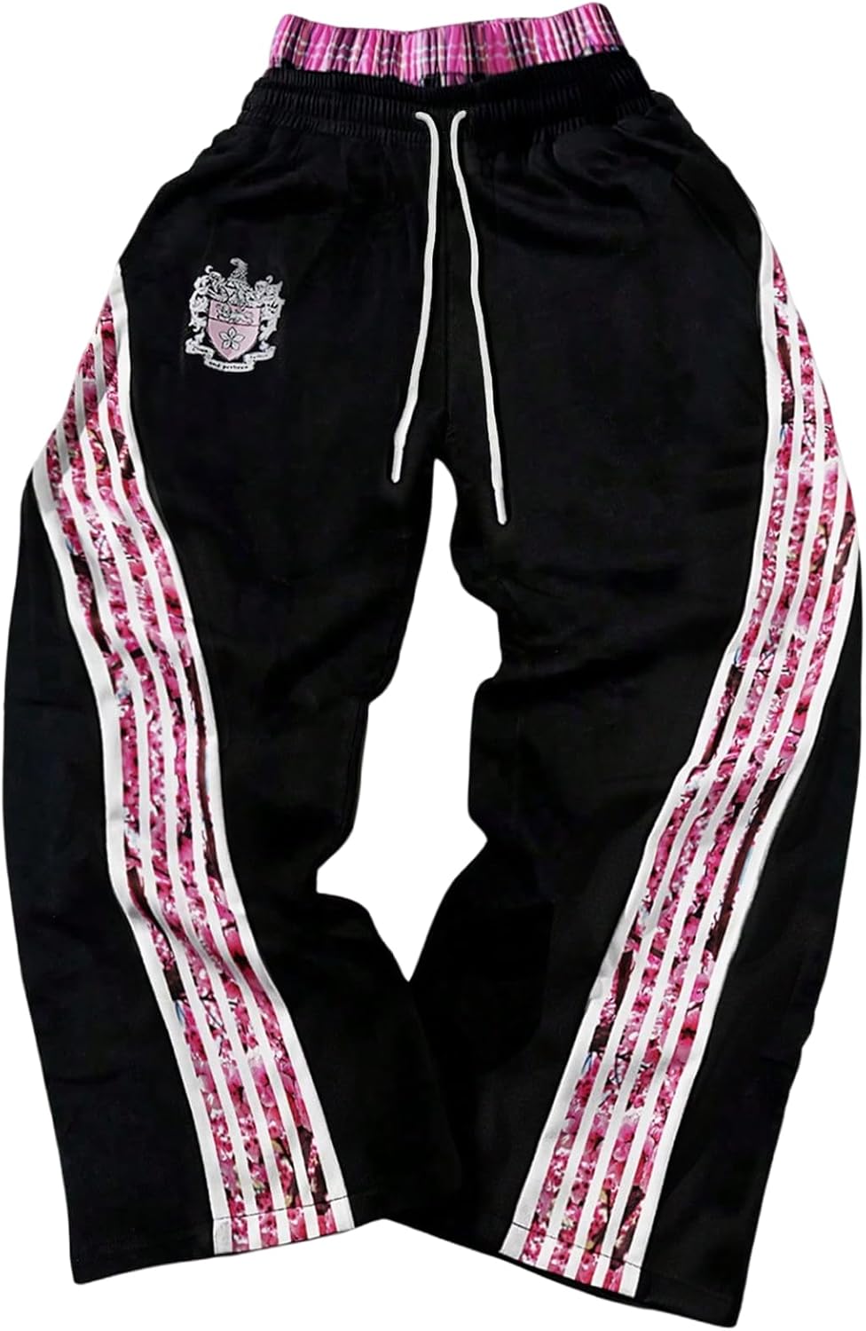 SOLY HUX Men's Baggy Sweatpants Y2k Striped Side Drawstring Elastic Waist Wide Leg Pants Streetwear