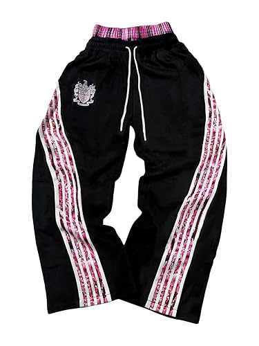 SOLY HUX Men's Baggy Sweatpants Y2k Striped Side Drawstring Elastic