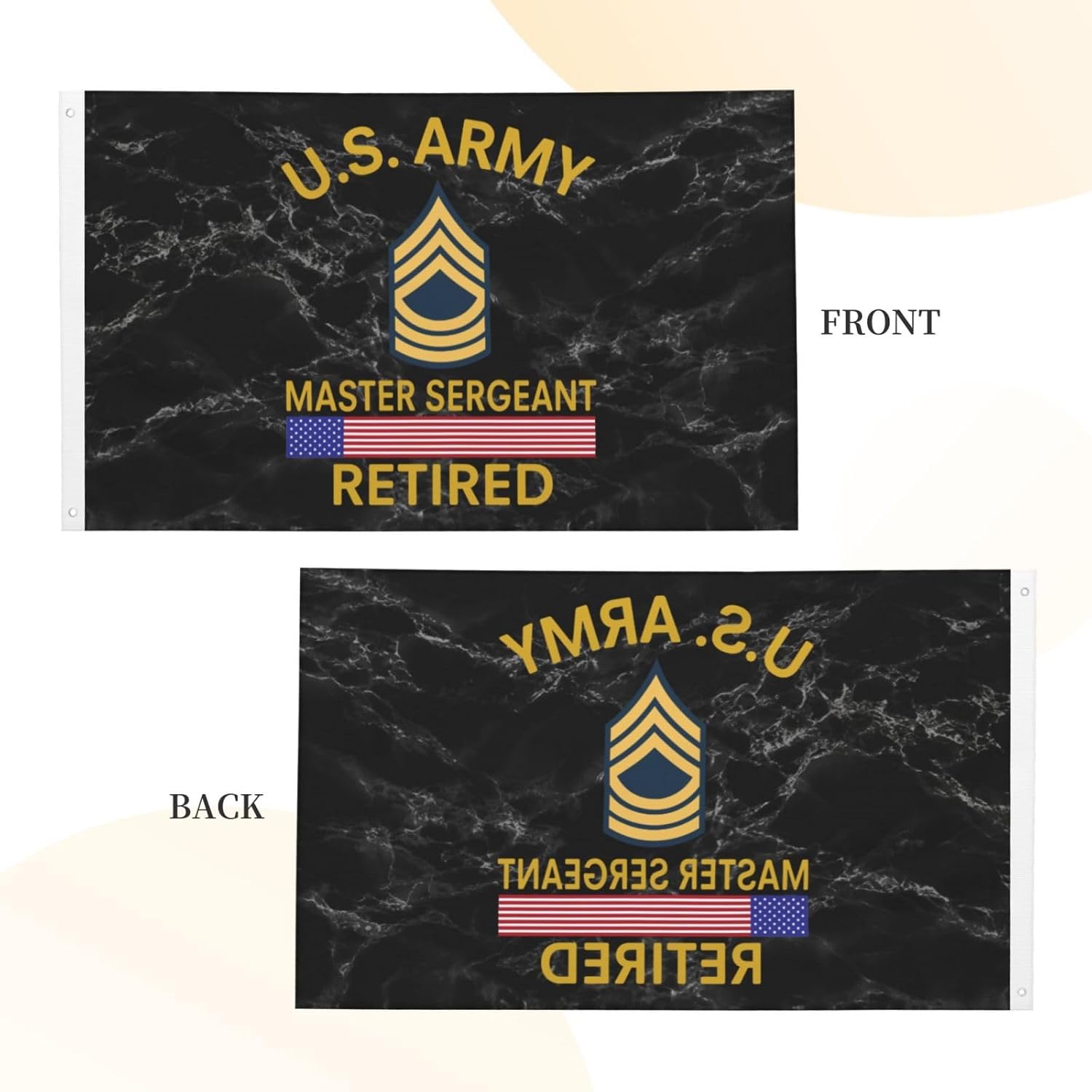 Us Army Master Sergeant Retired Flag Double Sided 3X5 Ft Vivid Color and UV Fade Resistant Outdoor Banner Lawn Decor