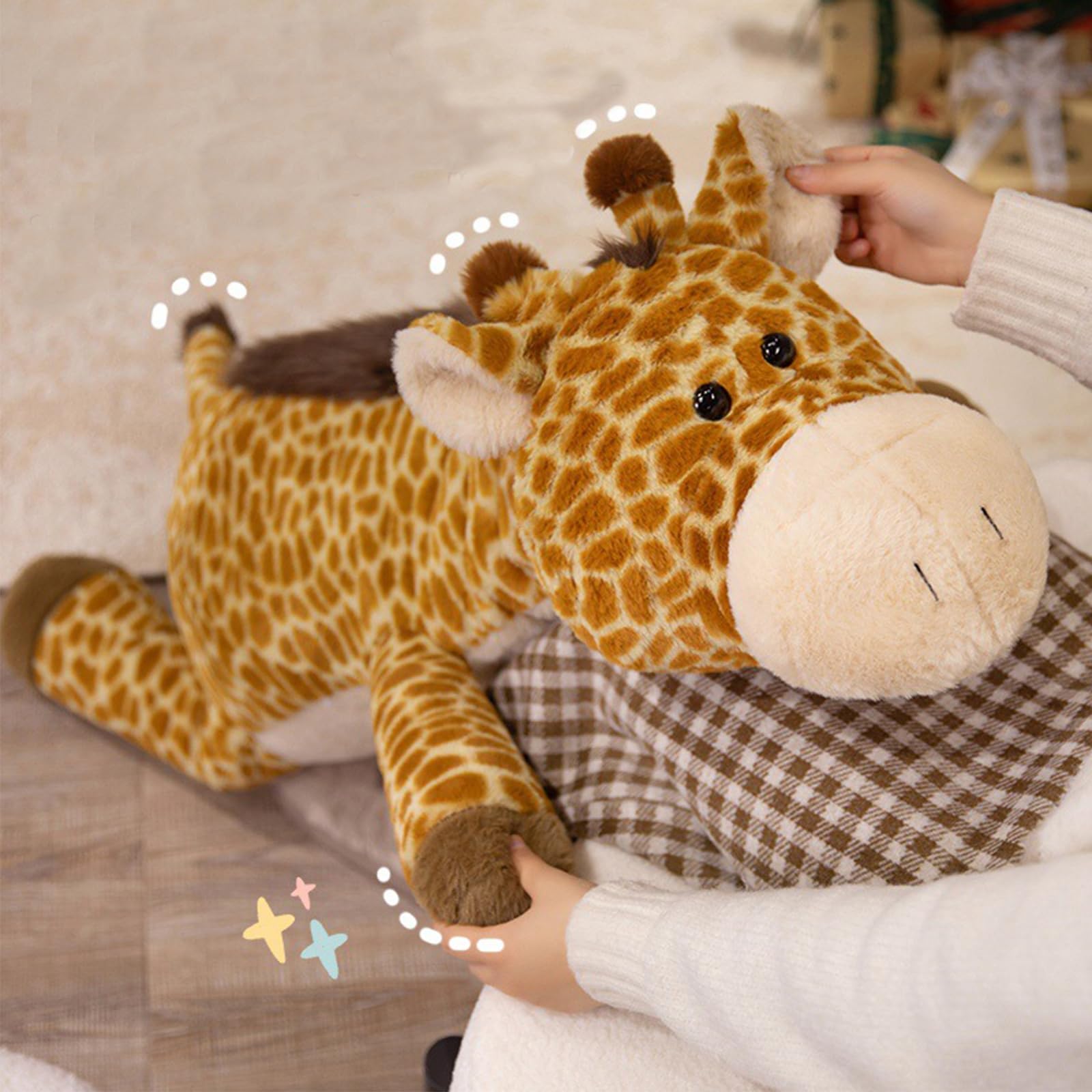 Giraffe Kuscheltier, 40/60/90/110cm Groß Plüschtier, Stofftier Plüsch Puppe Plüschtiere, Geschenk für Jungen Mädchen (90CM)