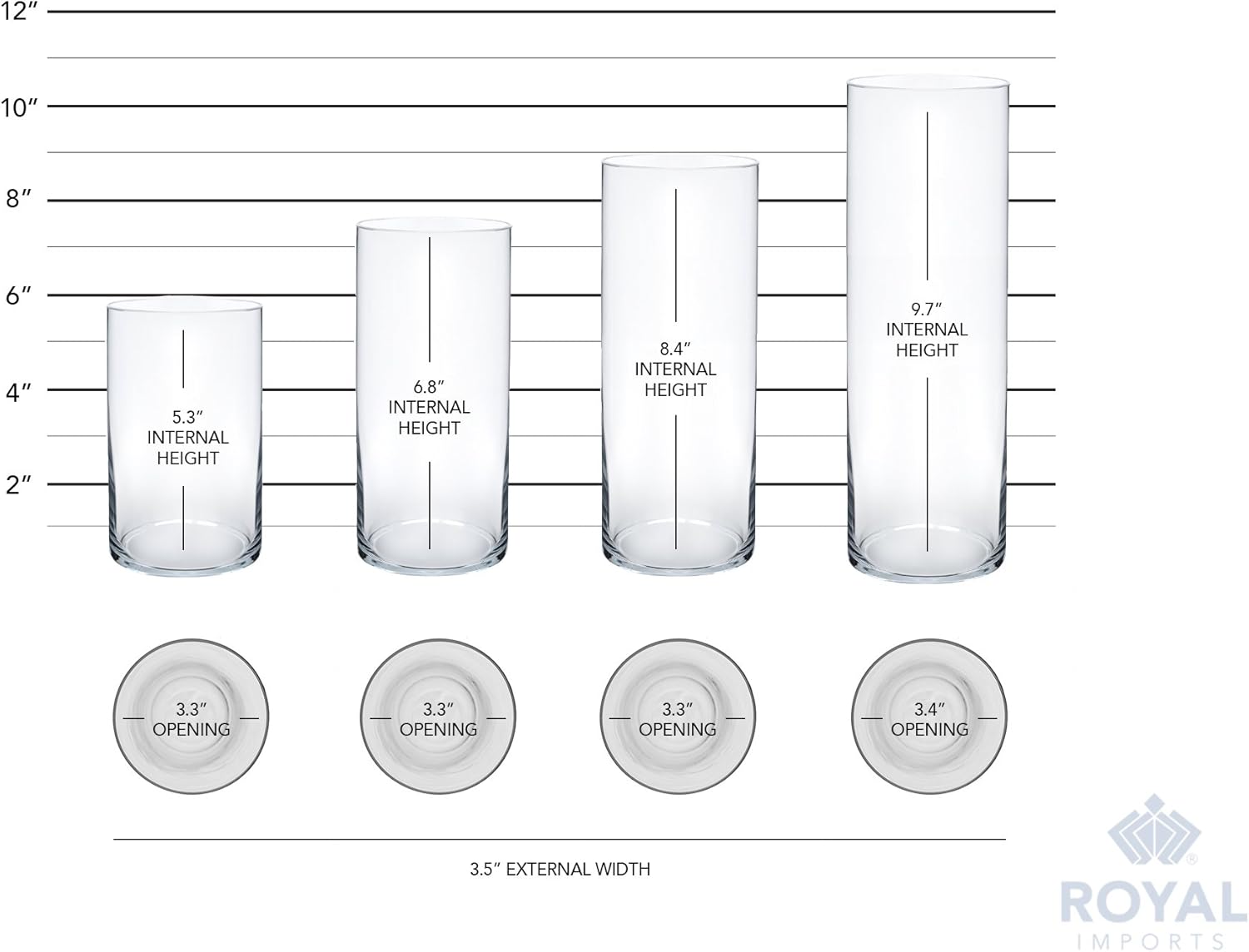 Royal Imports Glass Cylinder Flower Centerpiece Vases Set of 4 - Hurricane Candle Holder Pillar, Floating, Tealights - Use for Floral, Wedding, Home Decor, Holiday Includes 4 Floating Candles - Image 5