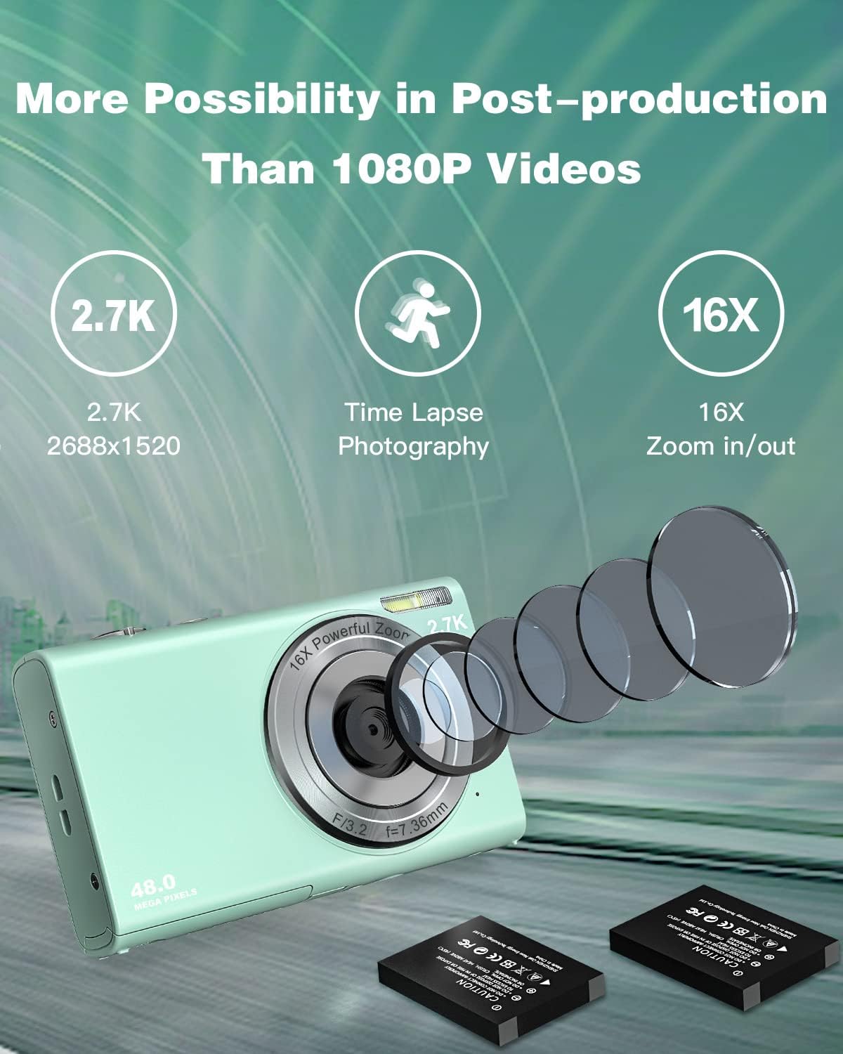 digital camera 2 7k 48mp vlogging camera auto focus digital point and shoot camera with 32gb memory cardtime lapse digital cameras for kids teenager