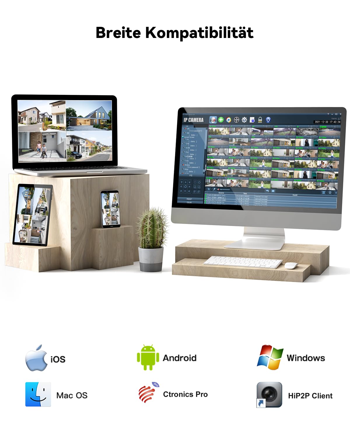Ctronics 4K 8MP Überwachungskamera Aussen WLAN, PTZ Kamera Outdoor mit Personen/Fahrzeug/Tiererkennung & Auto-Tracking, 2,4/5GHz WLAN, 4K Farbnachtsicht, FTP&NVR, 256GB TF/Cloud/PC, IP66/Metal