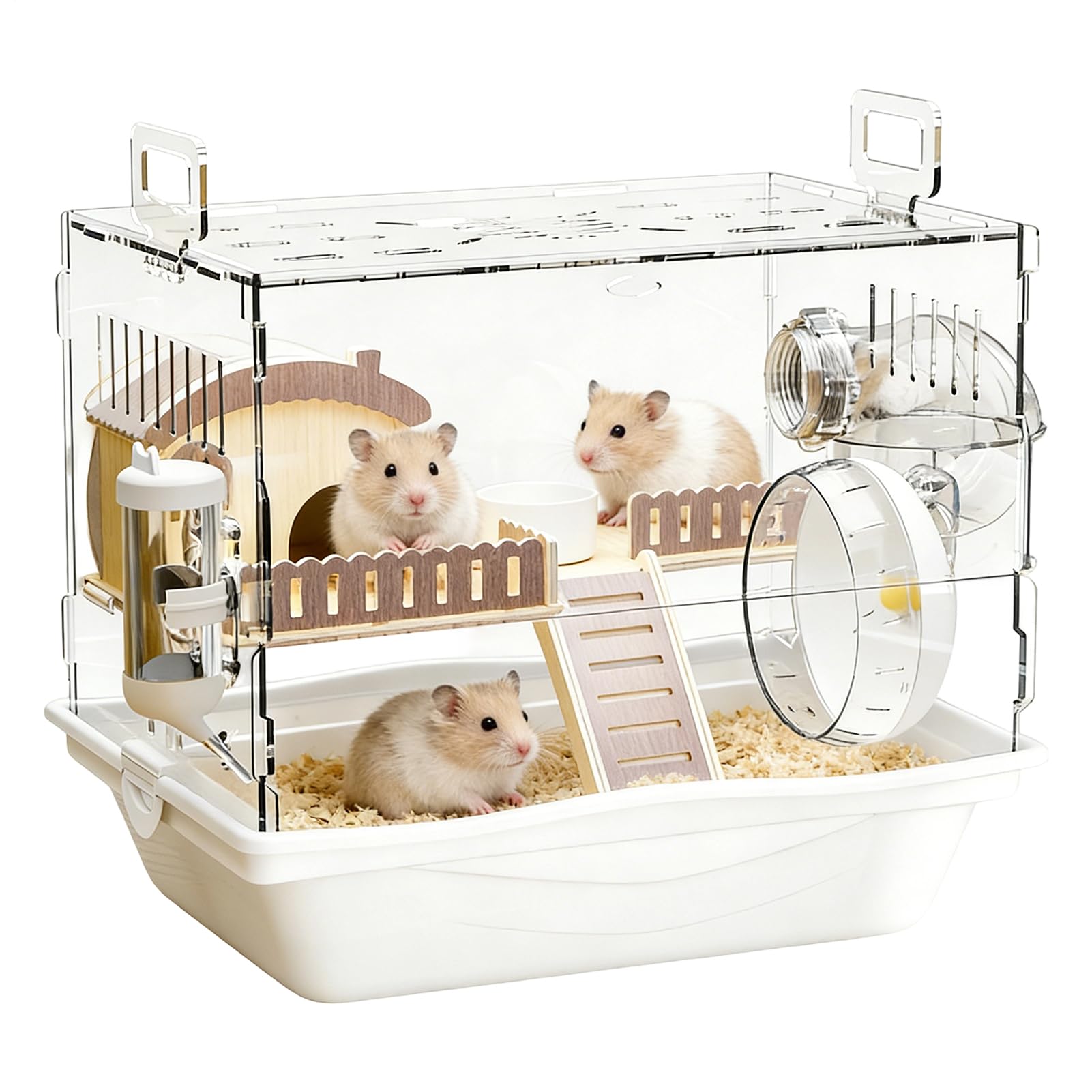 Hamster Lebensraum 2-stöckiges Chinchilla Haus aus klarem Acryl | Igel Käfig Mit Komplettem Zubehör Für Kleintiere wie Mäuse, Chinchillas und Zwerghamster zum Ausruhen sowie zum