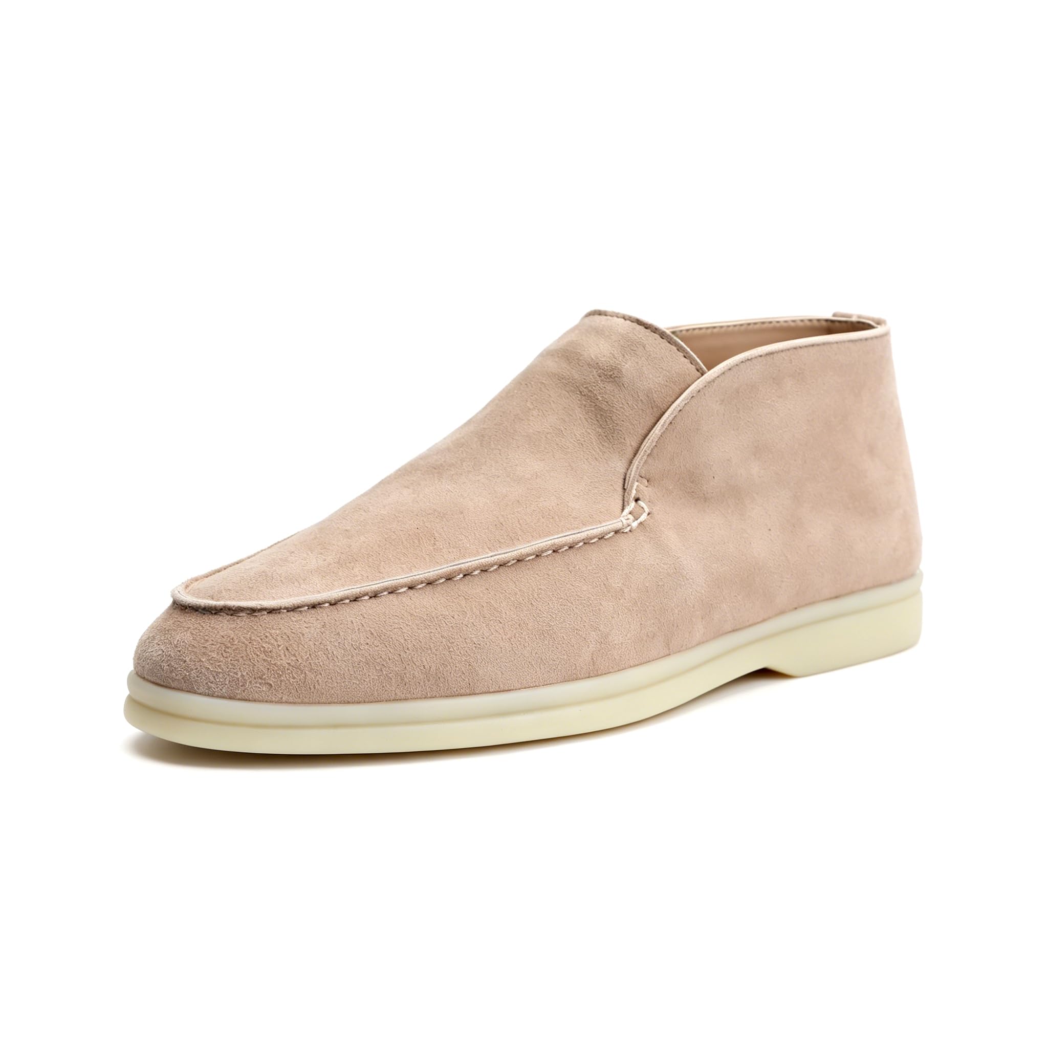 XOBZJH Women's Premium Sheepskin Suede Ankle Booties,Slip-On Loafer Boots, Soft Chukka Style with White Rubber Sole,Comfortable Walk Shoes for Office & Daily We