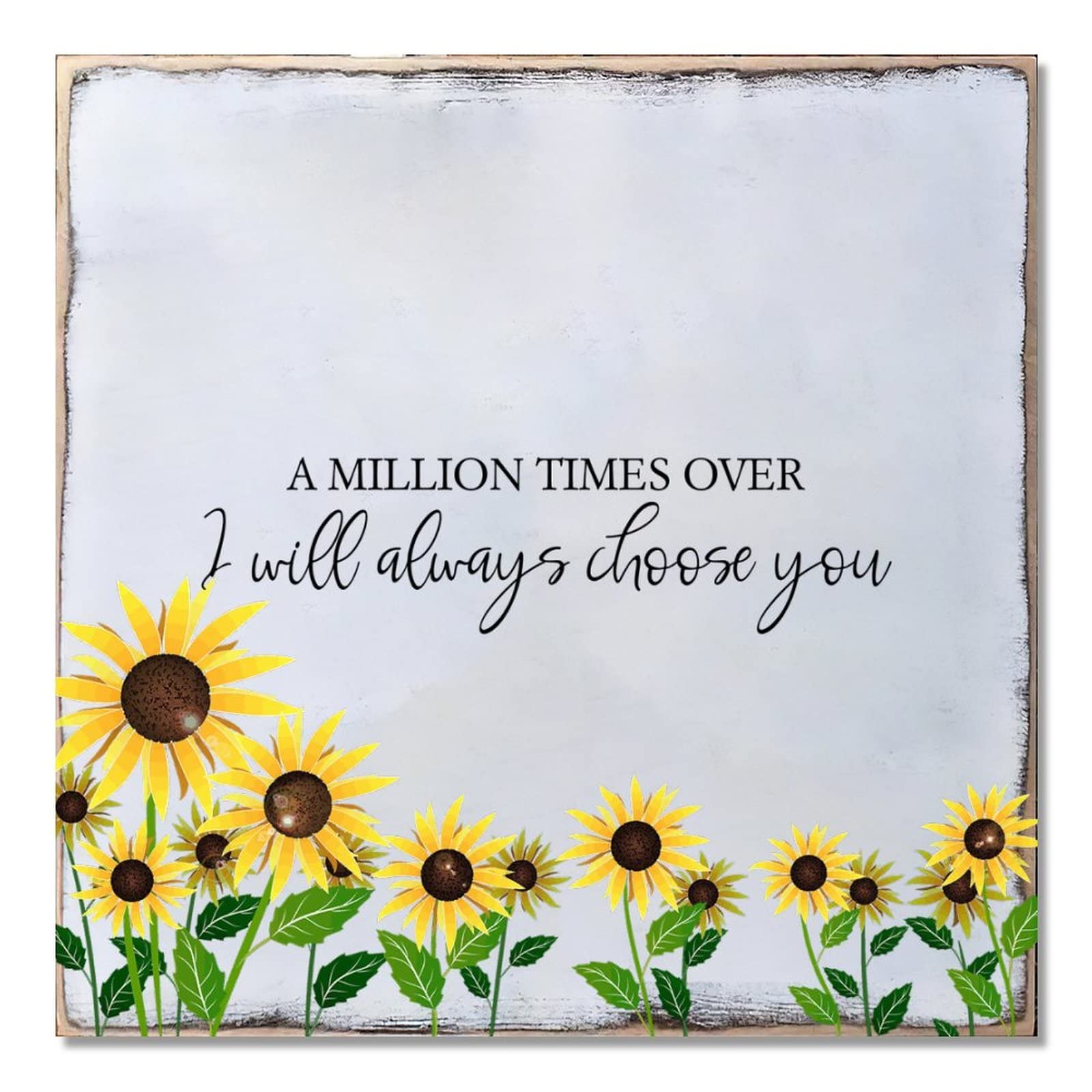 Plaque en bois avec tournesol tableau rustique suspendre 40 cm
