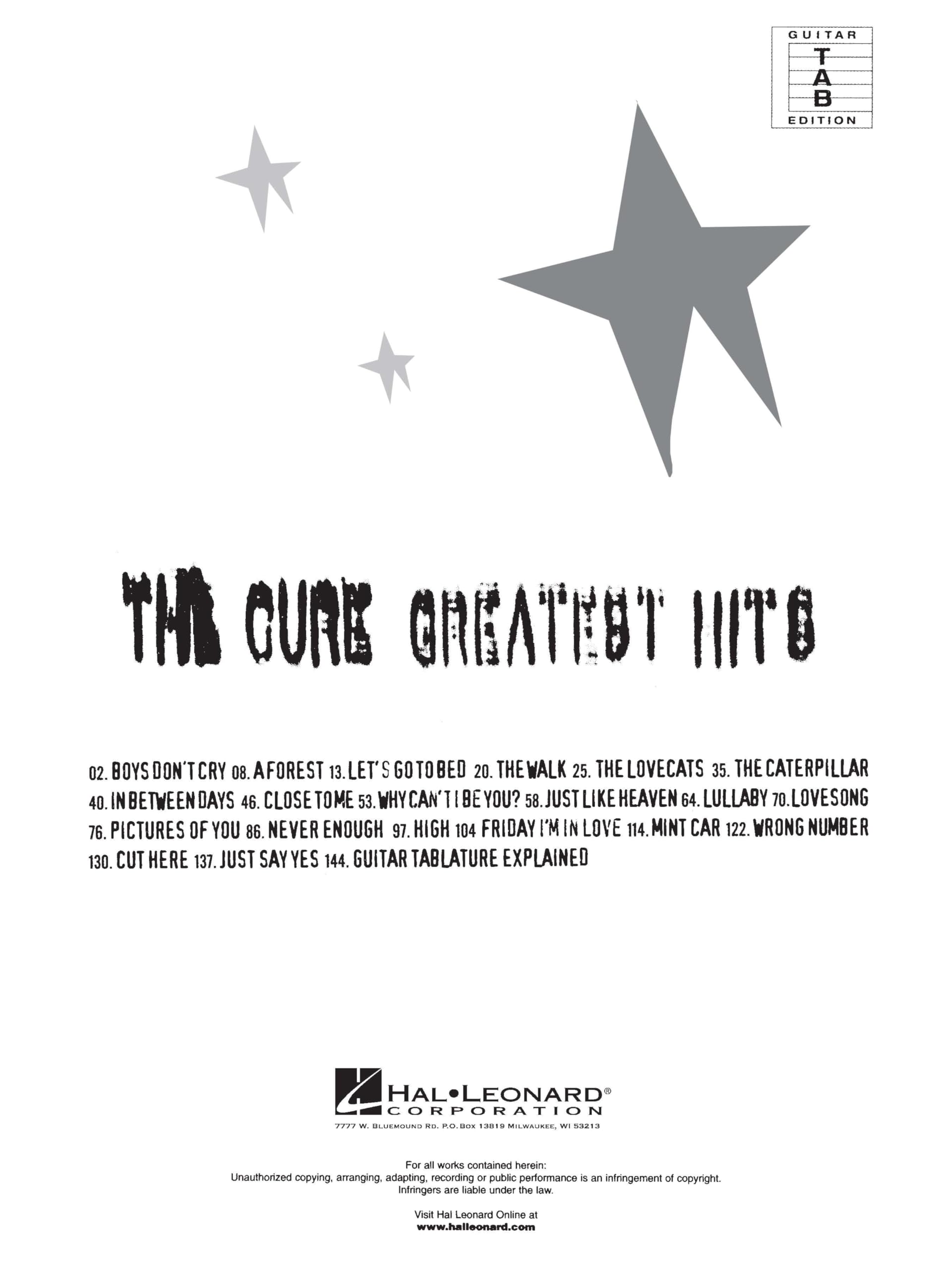 The cure - greatest hits - guitar recorded version: Guitar Tab
