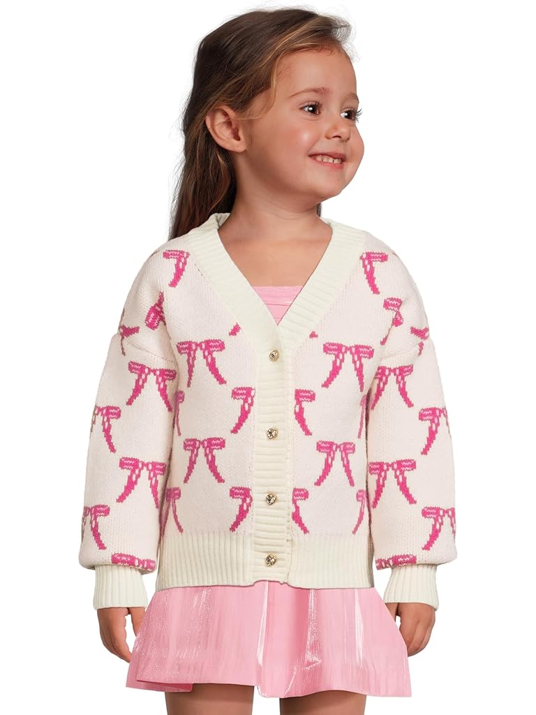 Pink Lola and The Boys Pretty In Pink Bow Cardigan (Toddler/Little Kid/Big Kid)