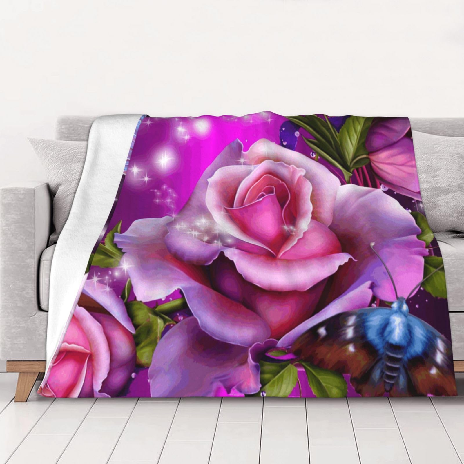 Couverture en flanelle douce chaude lit canapé 200x150cm rose