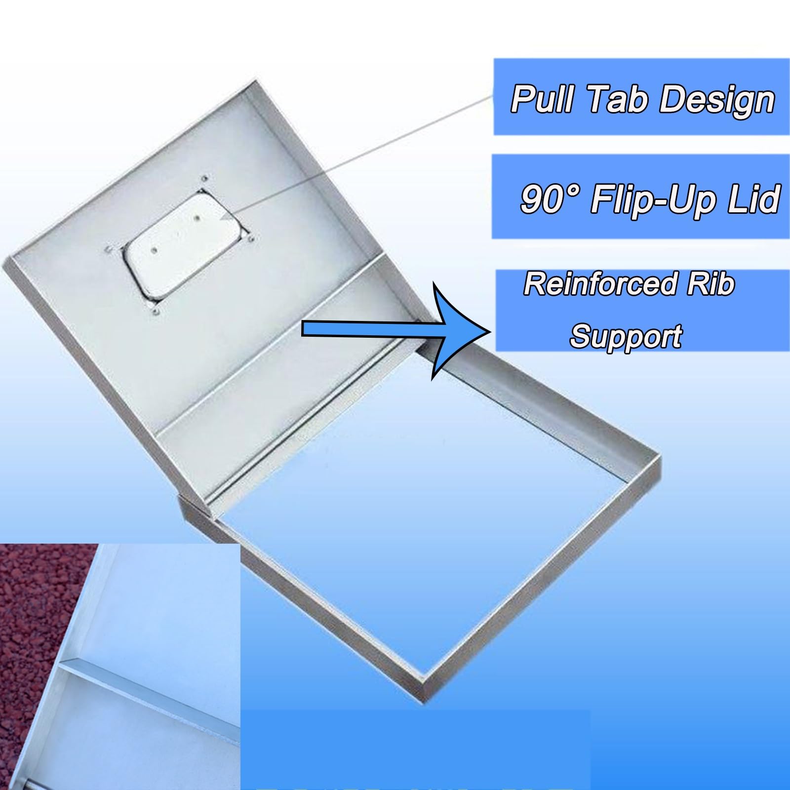Rejilla de drenaje de acero inoxidable 304 con asas, cubierta de tanque séptico de 30 x 30 x 5 cm para suelo de hormigón, patio, pasarela Ga y Slish D Solut