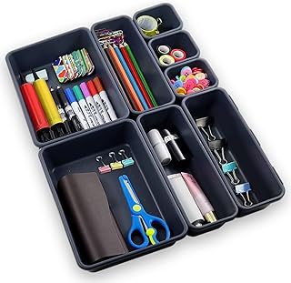 Organizador de Gaveta Plástico, 8 peças Organizador de Gavetas, Armazenamento Empilhável para Gavetas para Armário, Escritório, Cozinha