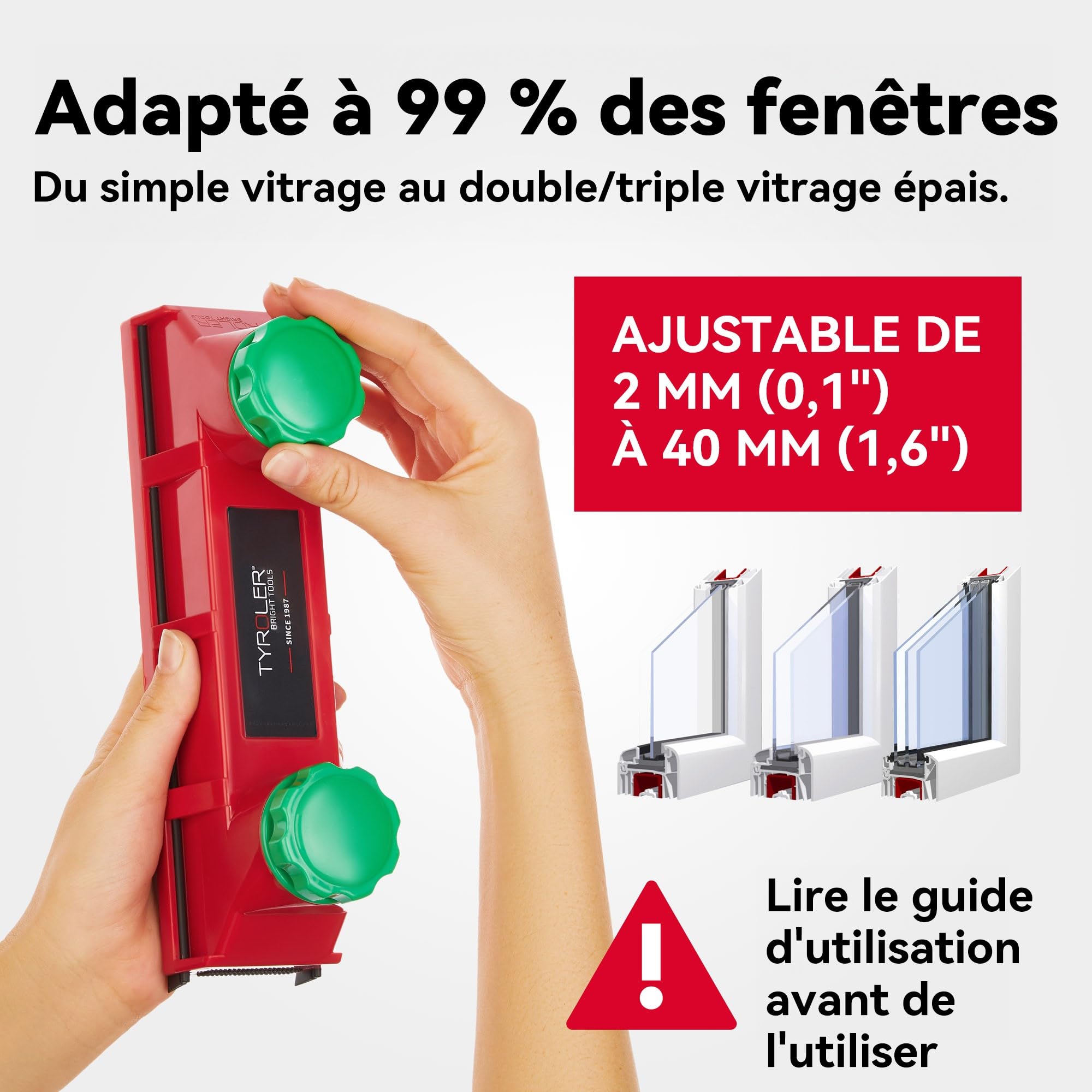 Tyroler The Glider D-4 Lave Vitre Magnétique Double Vitrage | 2-40mm d'Épaisseur - Nettoyeur Vitre Magnétique pour Fenêtres | Lave Vitre Aimanté Double Vitrage | Nettoyage Vitre Magnétique