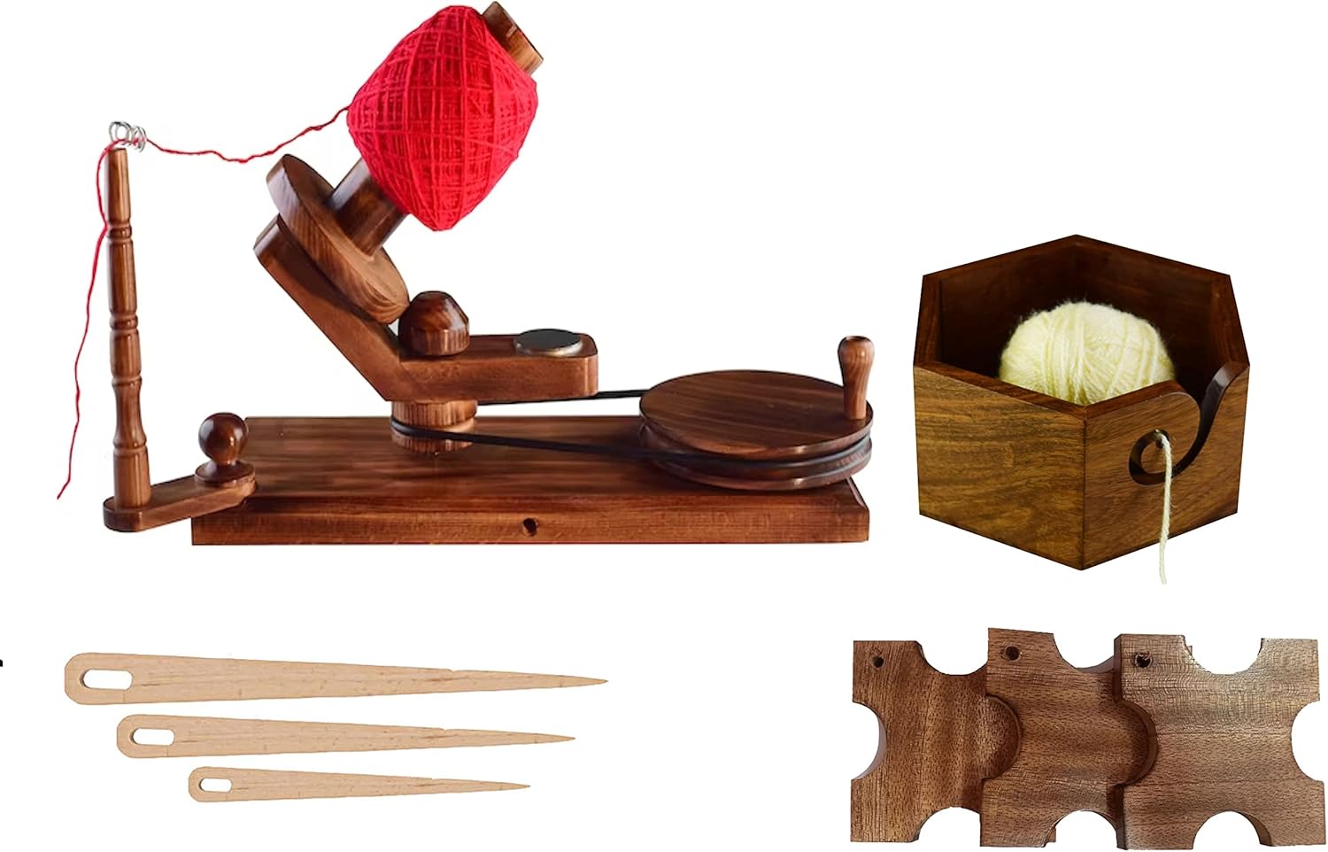 Yarn Winder Large Wooden Yarn Winder Set of 7 pcs Ball