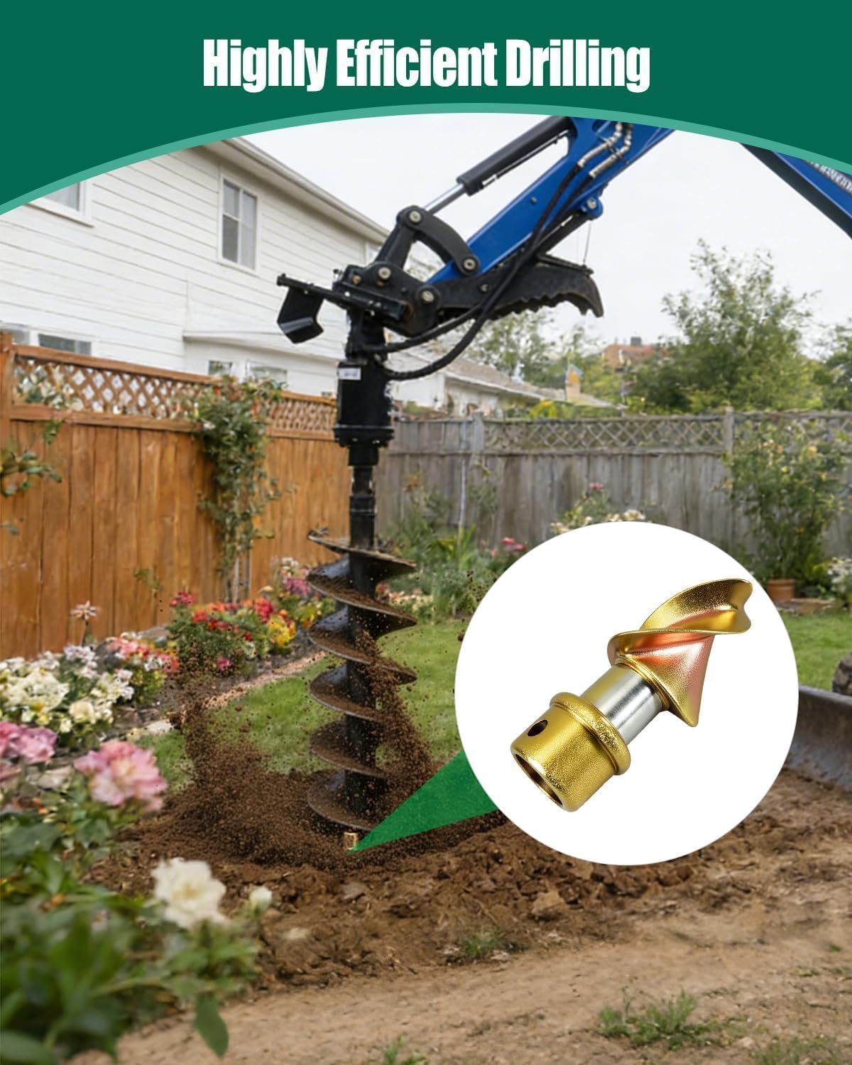 TF-350 Auger Pilot Tip Compatible with Tri Max and Various Other Augers, 2 Flutes Straight Shank Spiral Point Auger Pilot Tip 60 Cutting Angle Replace 135088