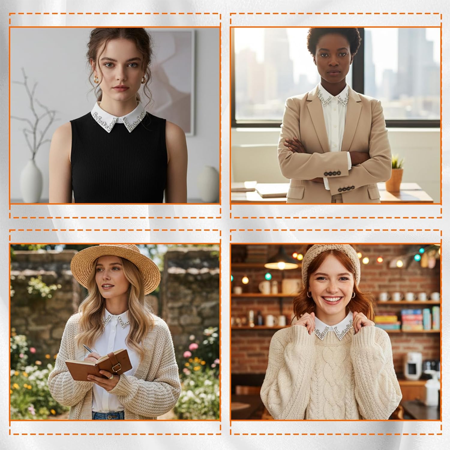 Rhinestone Dickey Collar for Women, Pointed Detachable Fake Collar, Fashionable Versatile False Collars for Women, Blouse Half Detachable Collars - Image 7