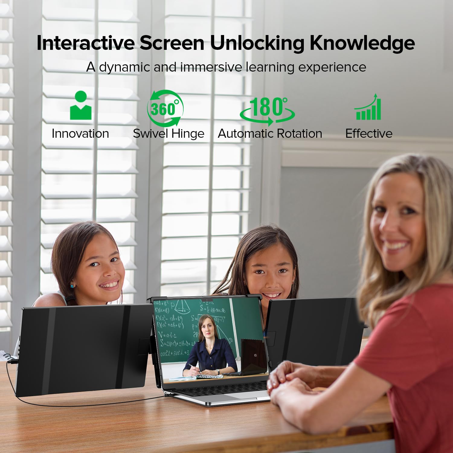 UPERFECT 2K 14" 360° Swivel Hinge Triple Monitor, 2240x1400 QHD IPS Portable Dual Monitor for 13.3"-17.3" Laptops