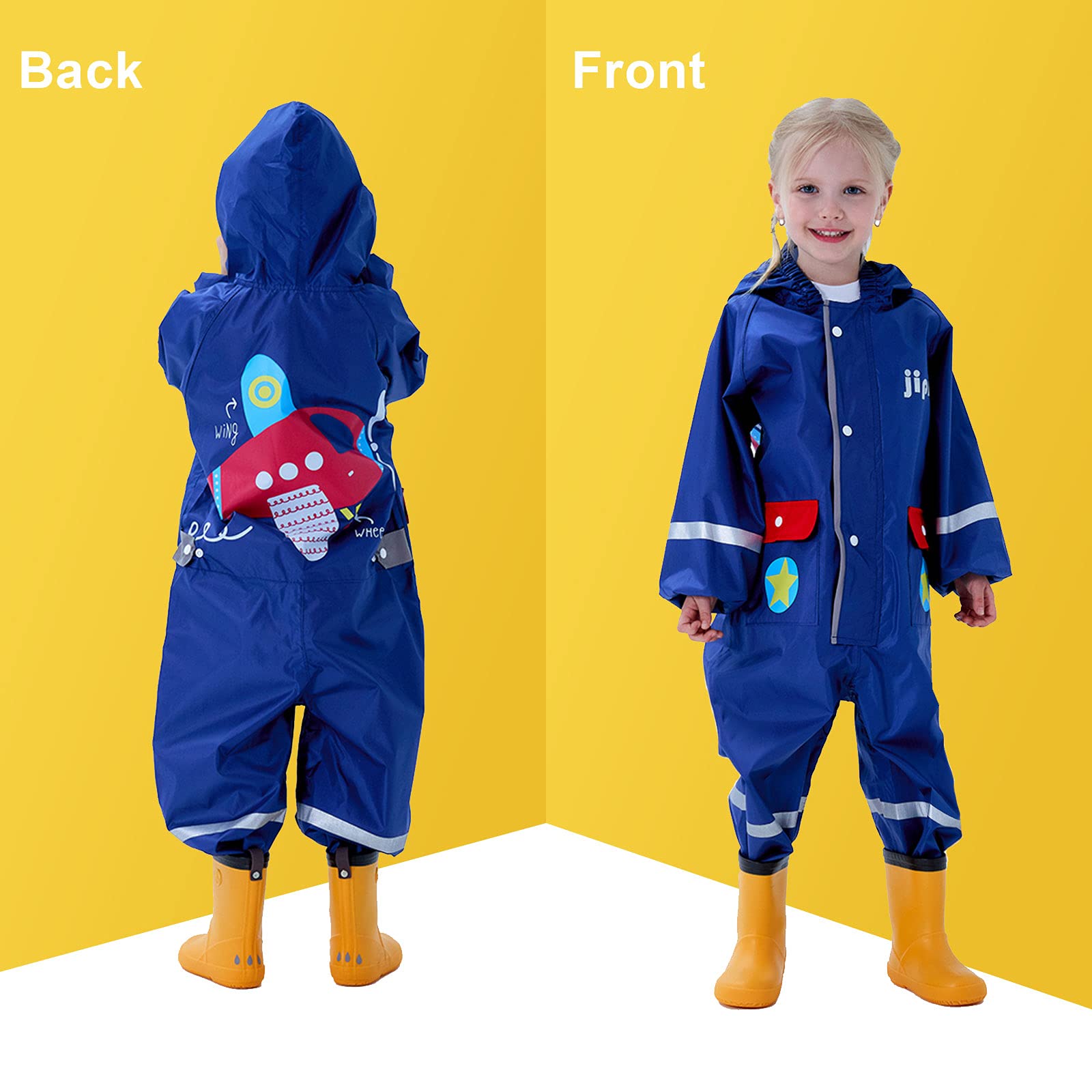 Imperméable á Capuche Enfants Combinaison de Pluie Poncho Léger Long Réfléchissant Randonnée Running Sport Vélo Manteaux de Pluie Animal Imprimé Unisexe Filles Garçons 1 2 3 4 5 6 7 8 Ans
