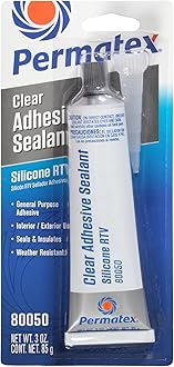 Permatex 80050-12PK Clear RTV Silicone Adhesive Sealant, 3 oz. (Pack of 12)