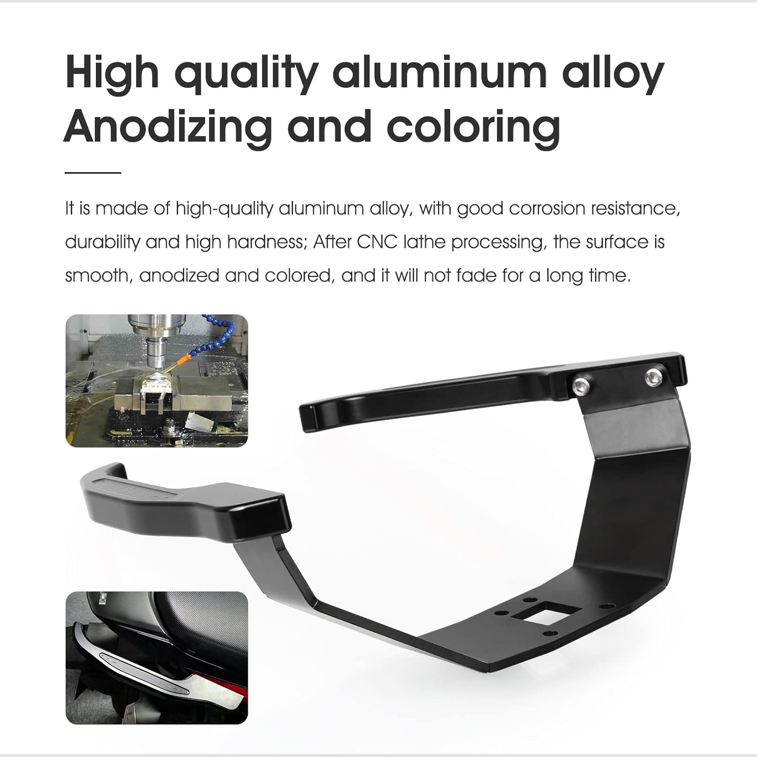 Z400 Motorcycle CNC Aluminum Passenger Grab Bar Rear Seat Rail Handle with Fixing Bracket for Z400 Ninja 400 2019-2024 Black