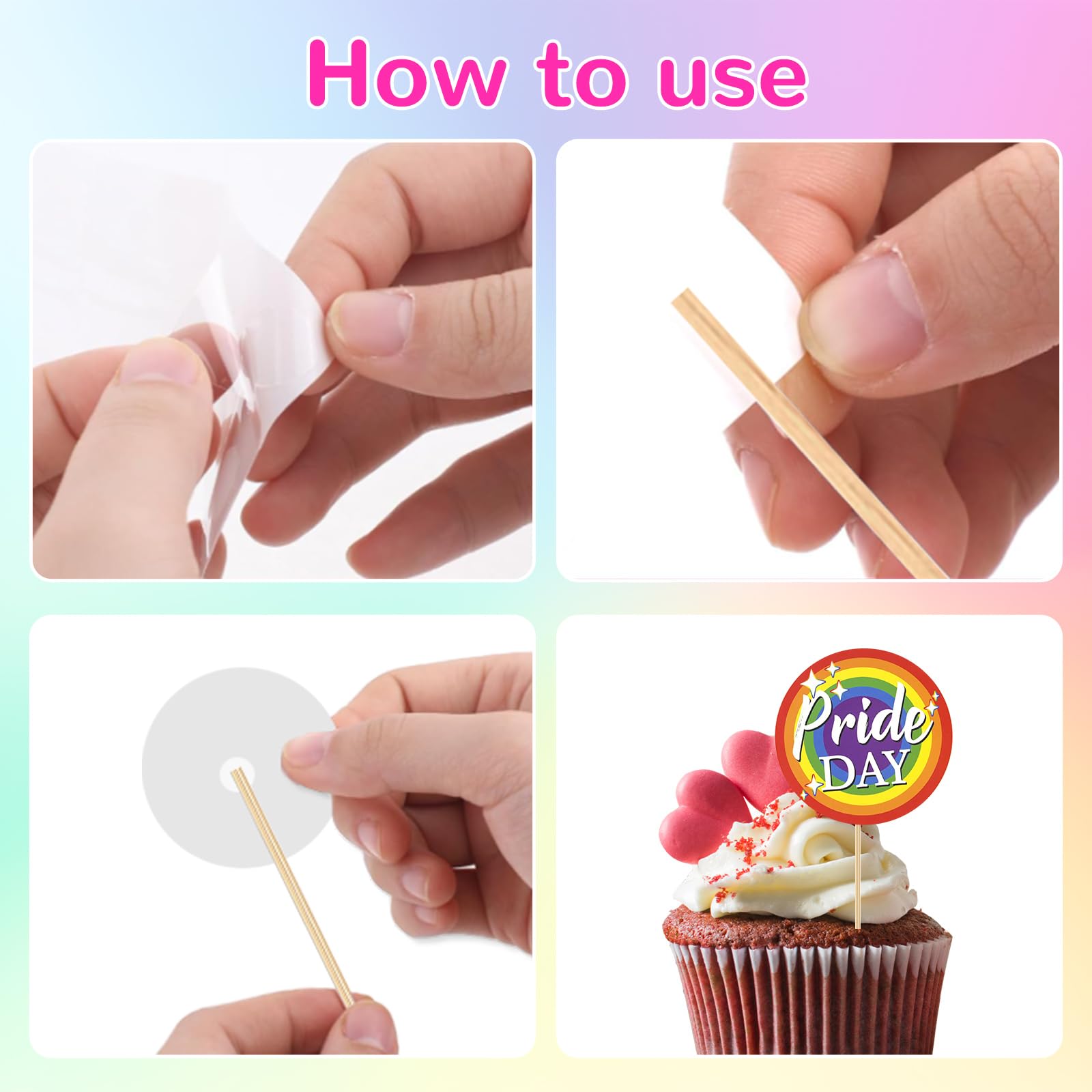 Pack of 40 Rainbow Cupcake Toppers - Image 3