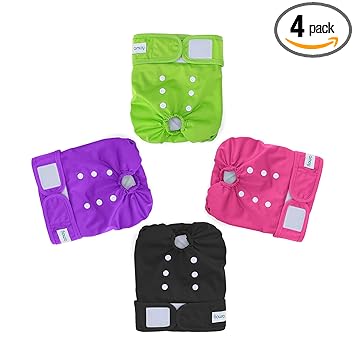 Teamoy Dog Diapers Female(Pack of 4), Doggie Diapers for Female Dogs, Reusable and Washable, M