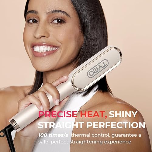 Miniatura 6 de TYMO Cepillo alisador de cabello con revestimiento de cerámica de queratina, 5 temperaturas, calentamiento de 20 segundos, voltaje dual