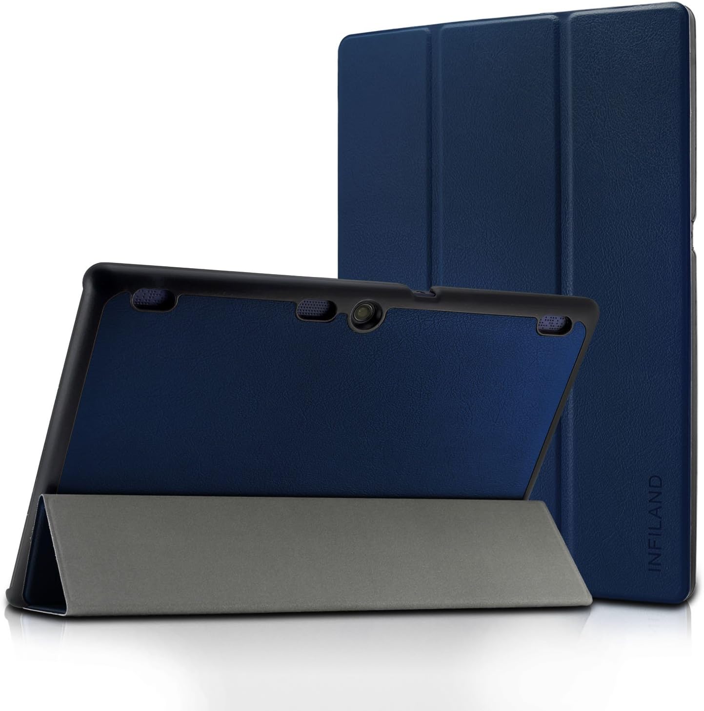 Infiland Lenovo Tab 2 A10/ Lenovo TAB-X103F Tab 10 Case, Ultra Slim Lightweight Tri-Fold Cover for Lenovo Tab 2 A10-70/ Tab 2 A10-30/ Tab 3 10 Business TB3-X70/ TAB-X103F Tab 10 10.1" Tablet, Navy