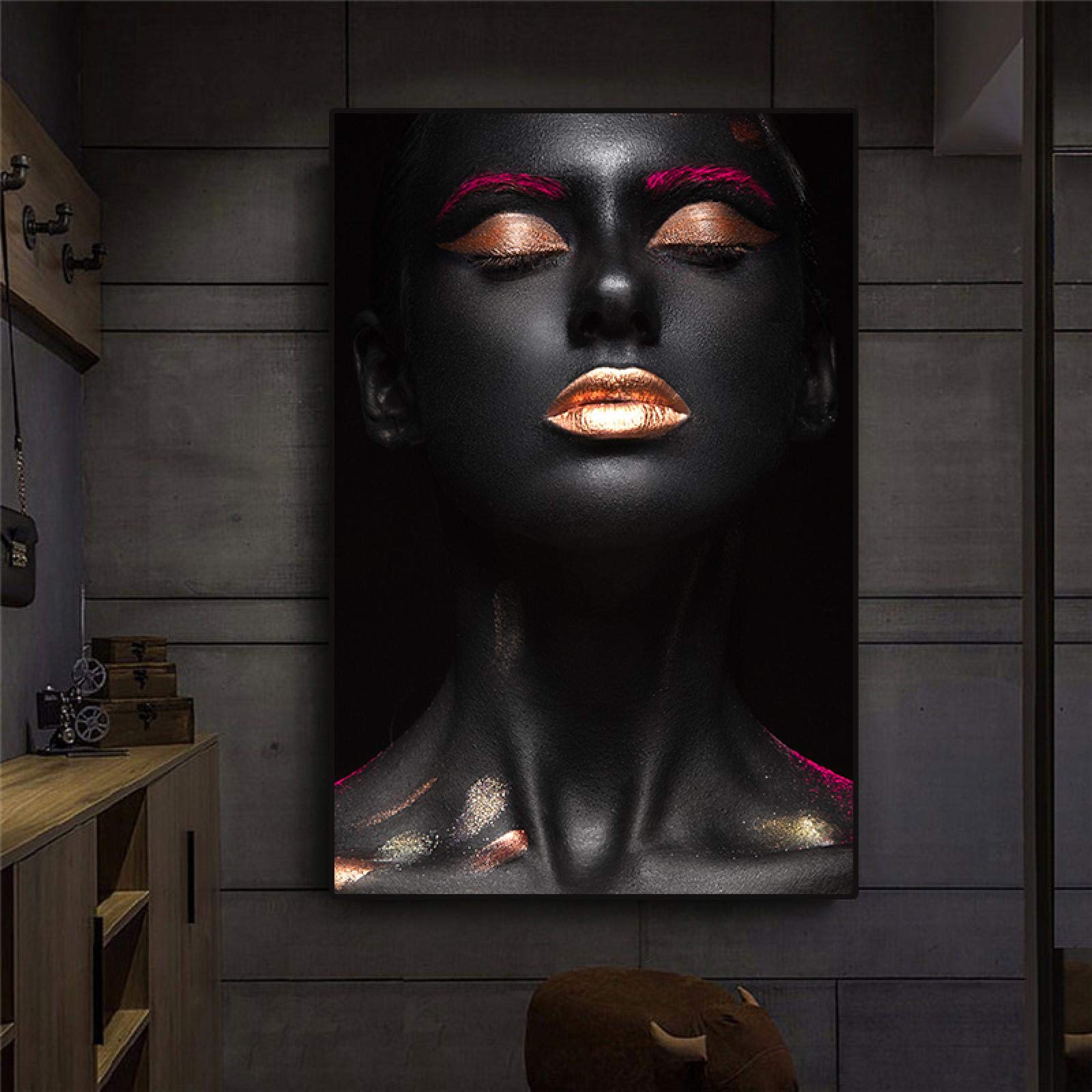 Toile peinture art africain moderne - Déco murale salon grand format 60x80 cm