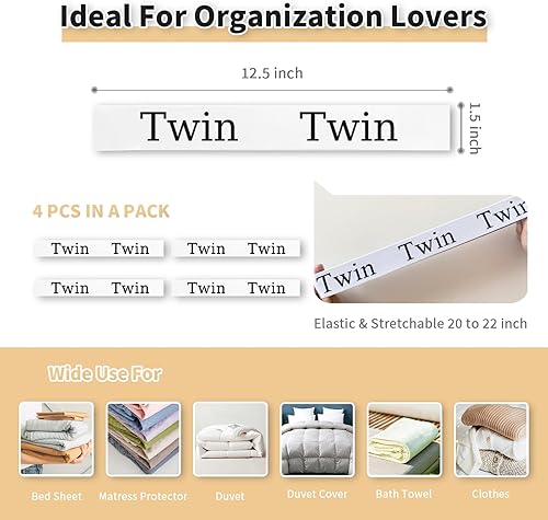 Miniatura 9 de Bandas organizadoras de sábanas para armario de lino (paquete de 4 unidades), juego de correas de sábanas, protector de sábanas para organización y