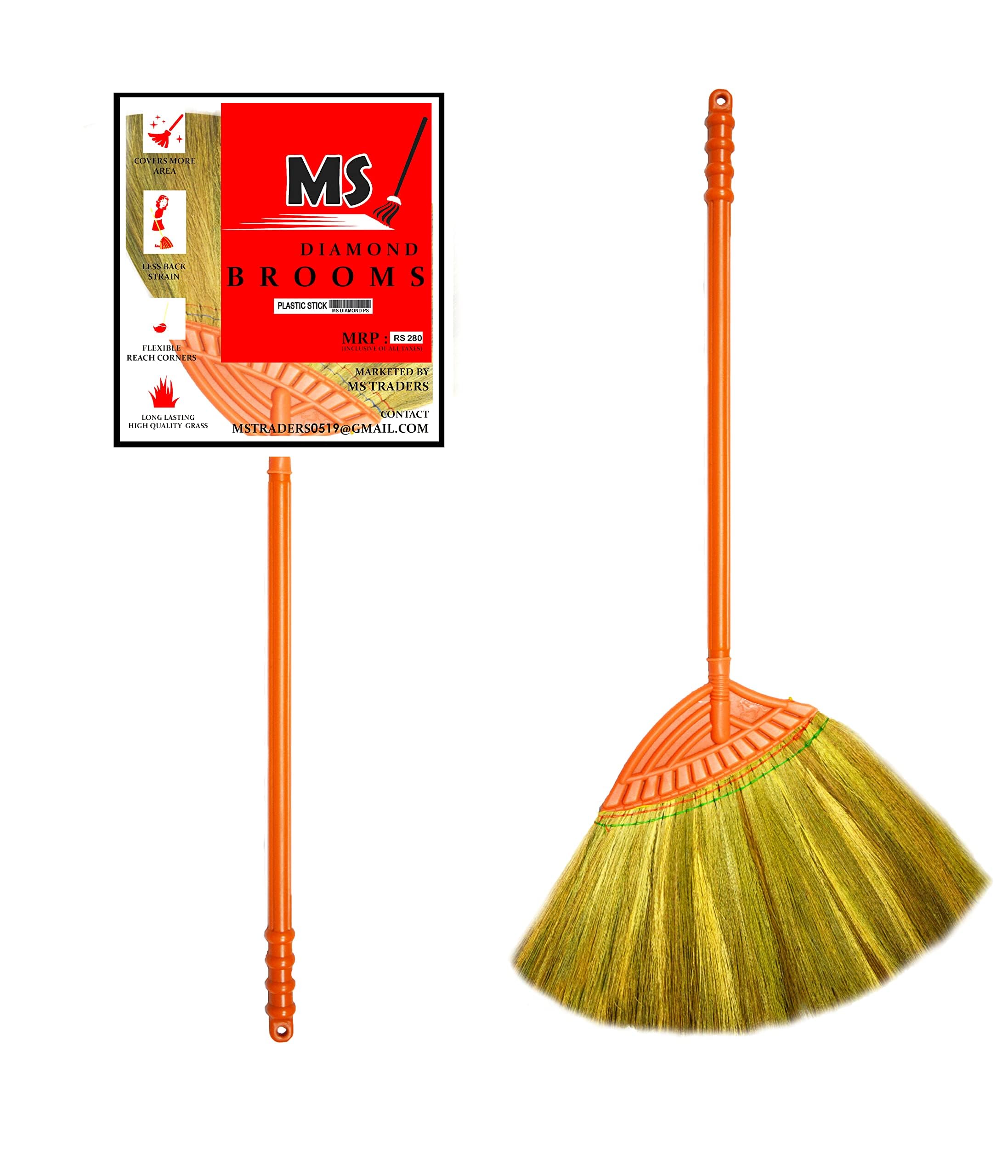 MS Diamond Less Dust Plastic Burma Grass Broom, Broomstick for Home Cleaning with Light Weight-Long Handle, Jhadu for Floor and Ceiling, No Back Pain (Multicolor) (B0BNQGVX3W) Amazon Price History, Amazon Price Tracker