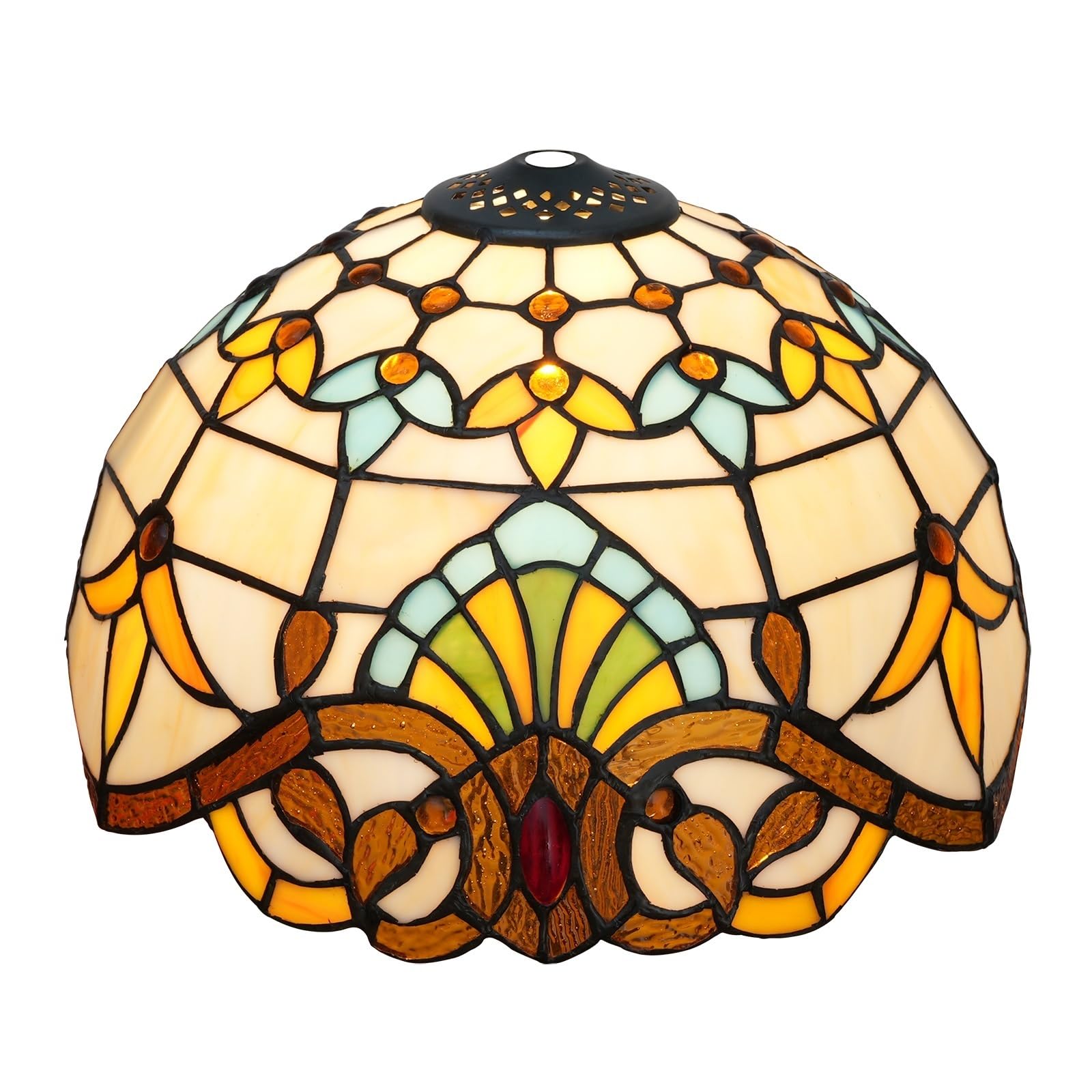 Abat-jour en vitrail de 30,5 cm, remplacement Tiffany, style baroque vintage, pour lampe de plafond, lampe suspendue, lampe sur pied, lampe de table.