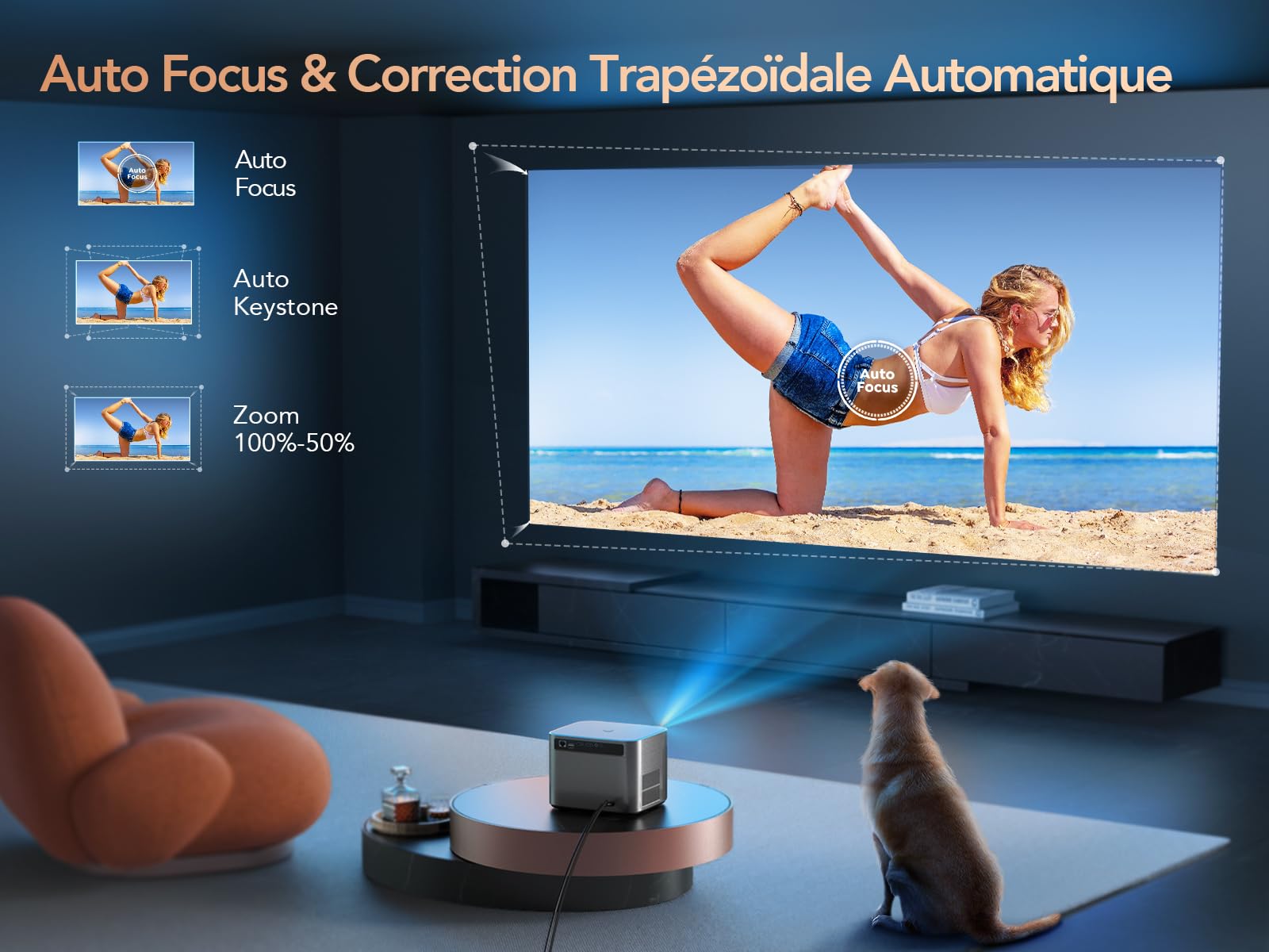 【Auto Focus/Keystone】 Vidéoprojecteur 4K 35000 Lumens Android TV WiFi 6 Bluetooth, TOPTRO Projecteur 4K 1080P FHD, RétroProjecteur Scellé Anti-Poussière Home Cinéma/Extérieur pour Phone/TV Stick/PS5