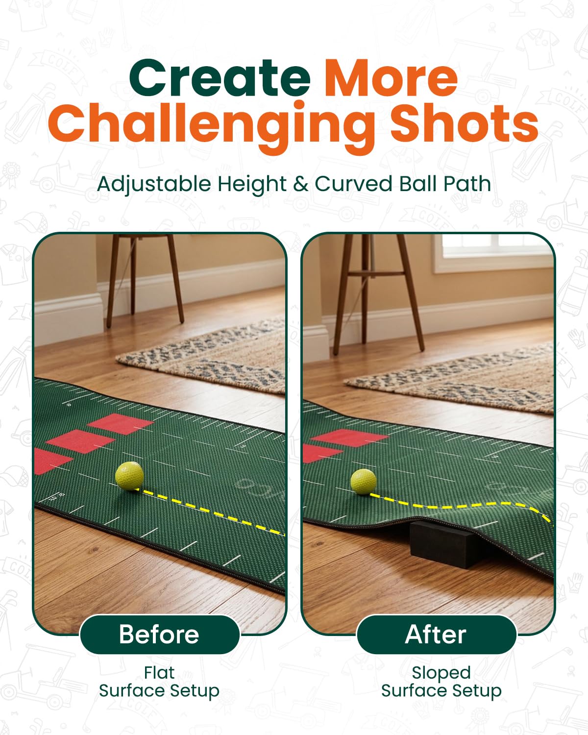GIRAFFYCO Golf Putting Matte Set, Indoor Golfspiel Familie, Party & Büro