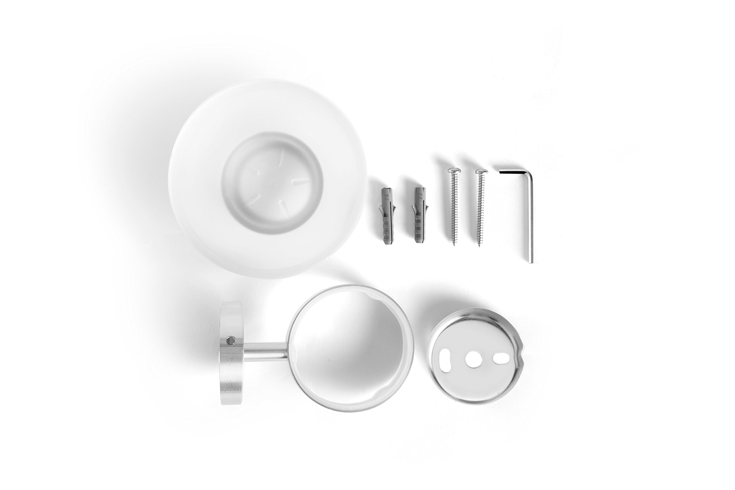Distributeur De Savon Design Acier Inoxydable Brossé Et Verre - Support Porte-savon Salle De Bain - 17 Cm