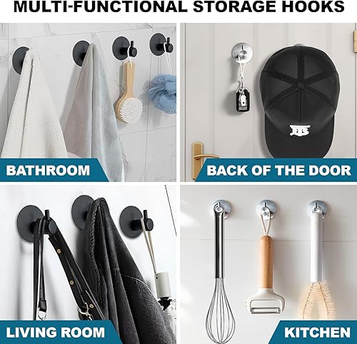 Miniatura 3 de Ganchos para toallas de baño (paquete de 4) ganchos adhesivos para toallas de ducha para ducha interior  Ganchos adhesivos de pared de baño para