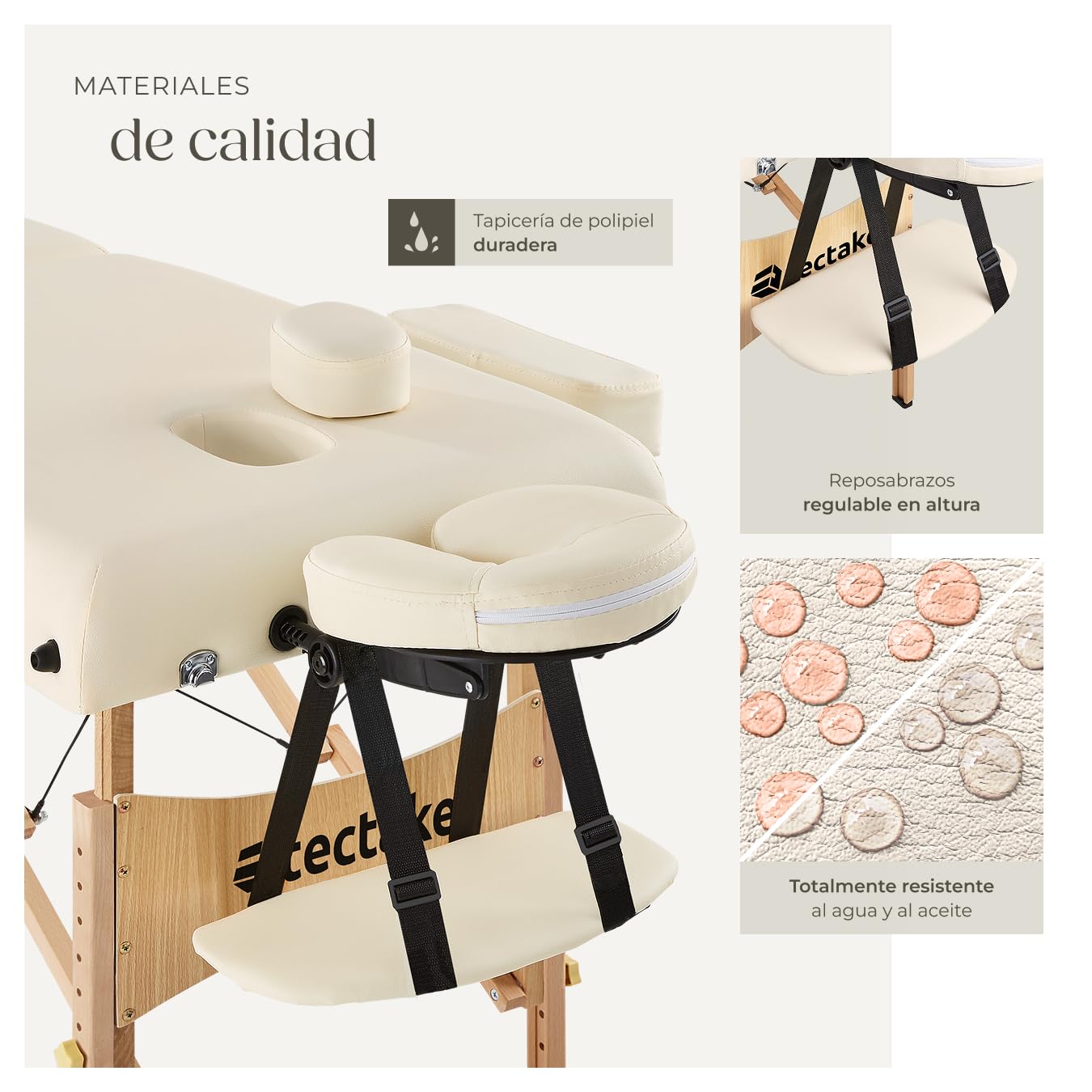 tectake - Camilla de Masaje (Acolchado de 7,5 cm, 2 Rodillos masajeadores y Funda transportadora)
