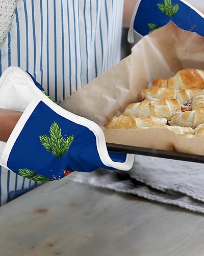 Miniatura 6 de Juego de 2 agarraderas de tela de toalla para cocina, antideslizantes y aislantes de calor, juego de agarraderas de tela de toalla con bolsillo,